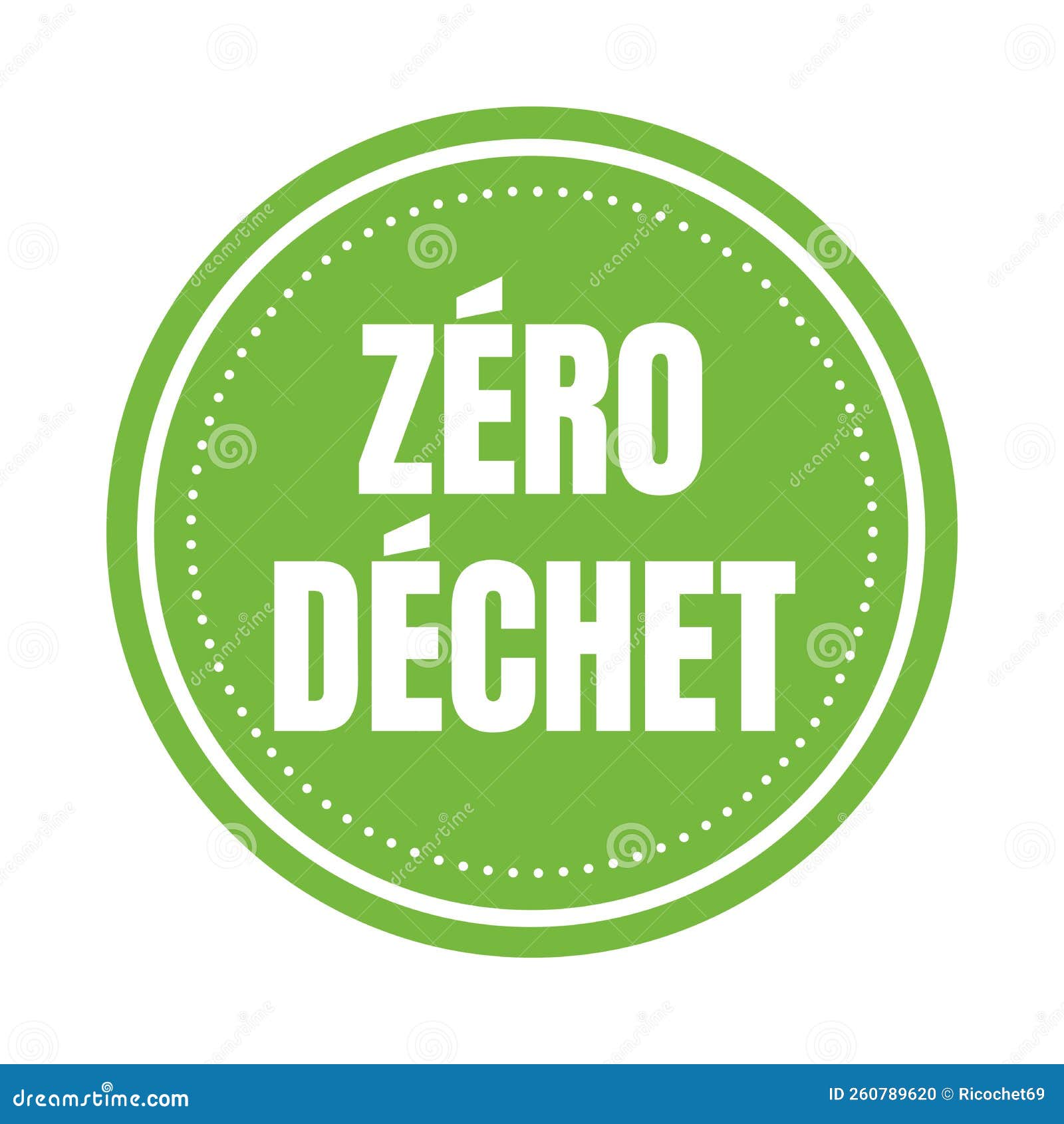 Zero Waste Symbol Icon Called Zero Dechet in French Language Stock