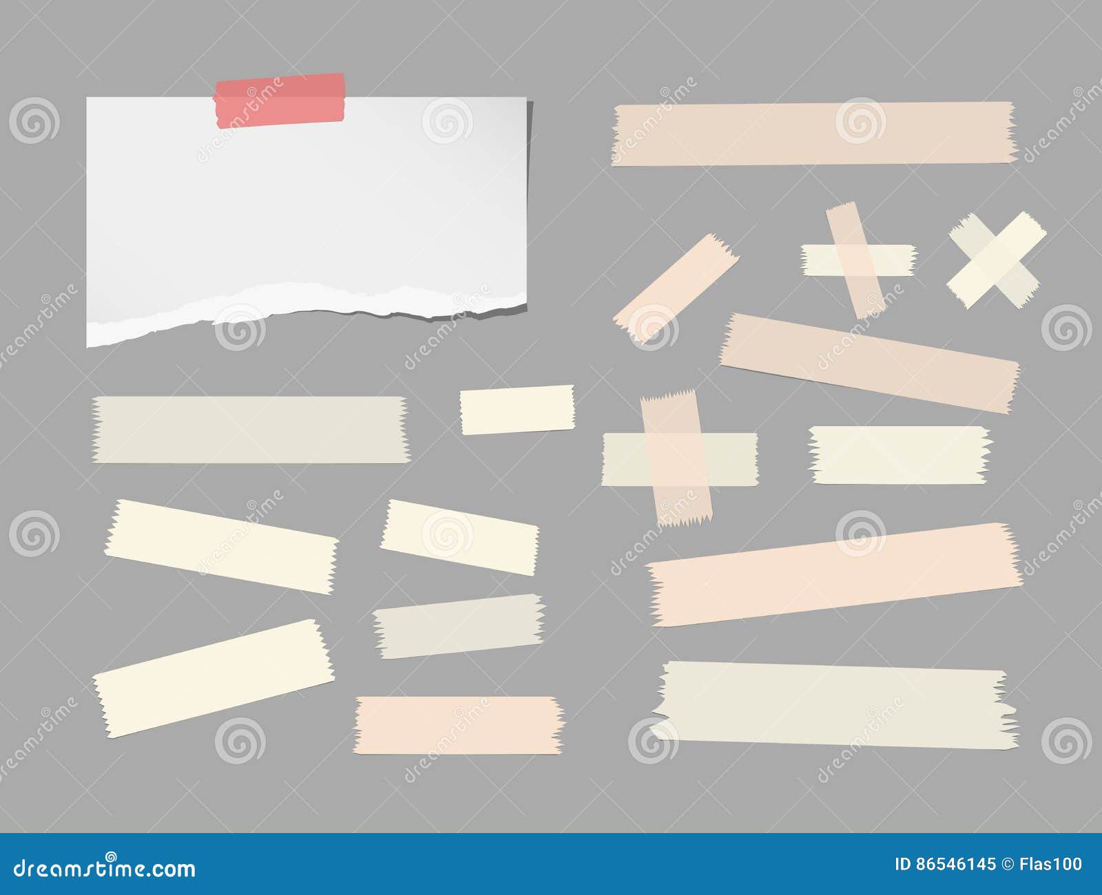 Realistisches klebeband. streifen aus altem papier mit zerrissenen