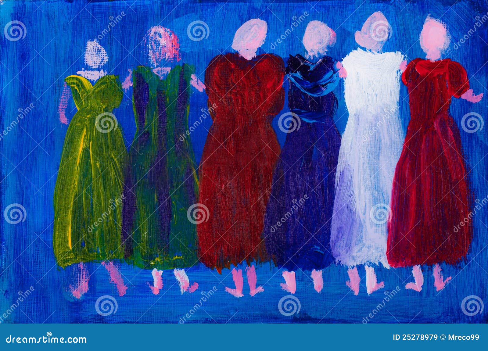 gemakkelijk Presentator Bloeden Zes Vrouwen in Kleding Het Schilderen Stock Afbeelding - Image of  karakters, vrouw: 25278979