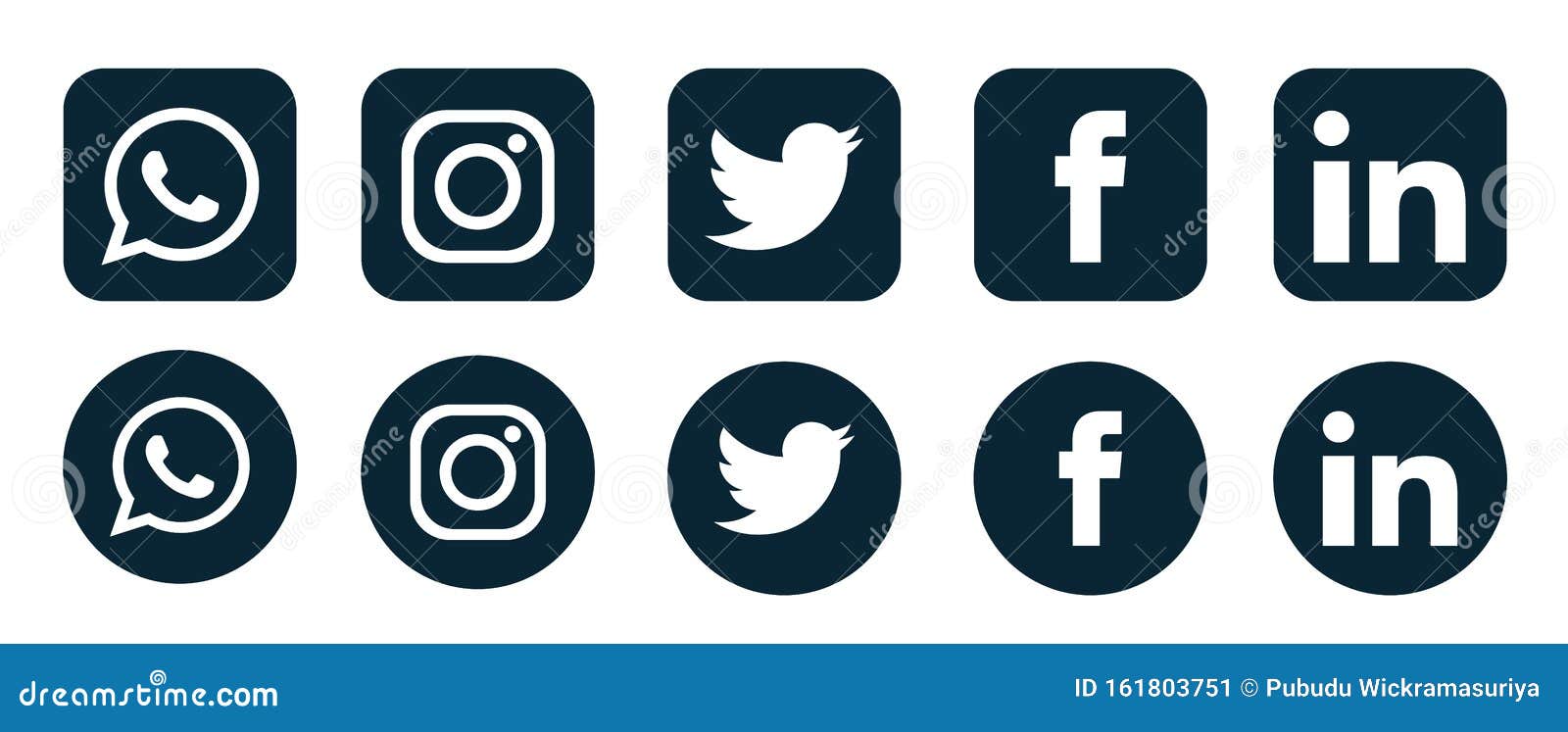 Zestaw popularnych logo mediów społecznościowych Ikony Instagram Facebook Twitter Youtube WhatsApp inkedin element wector