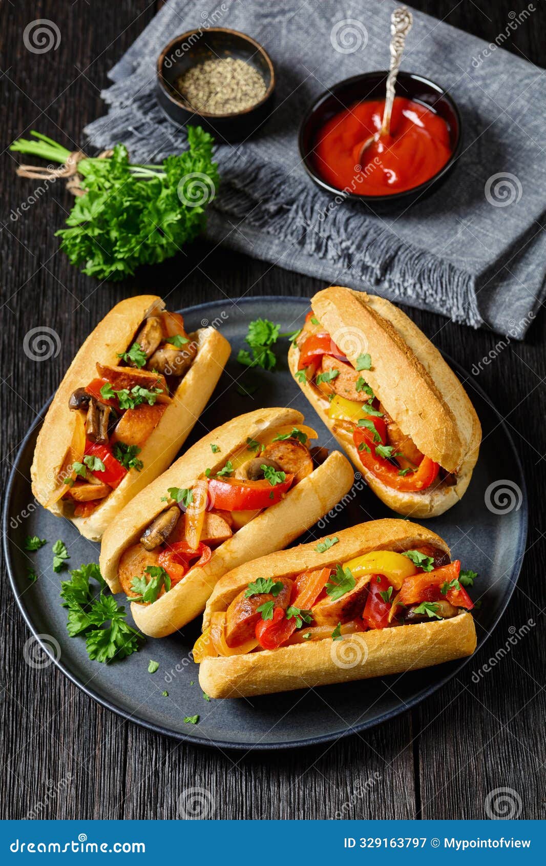 zesty sausage, pepper, mushroom and onion hoagies