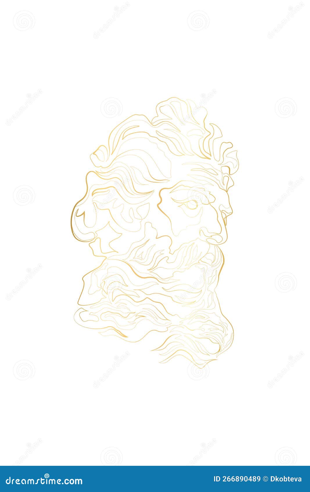 Zeus, God of Thunder, Sculpture, Printable One Line Drawing Stock