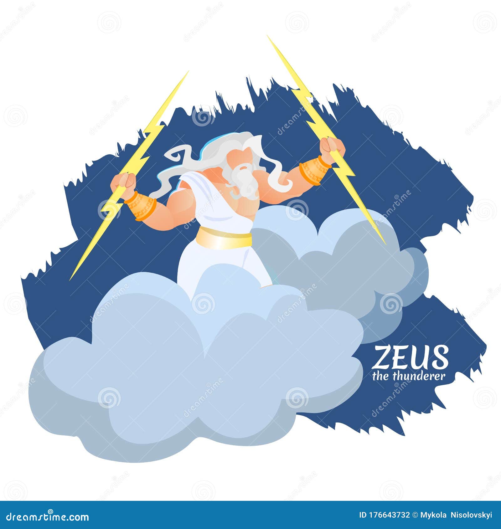Zeus Greek God Arms Cross Thunderbollt Retro Vector Illustration