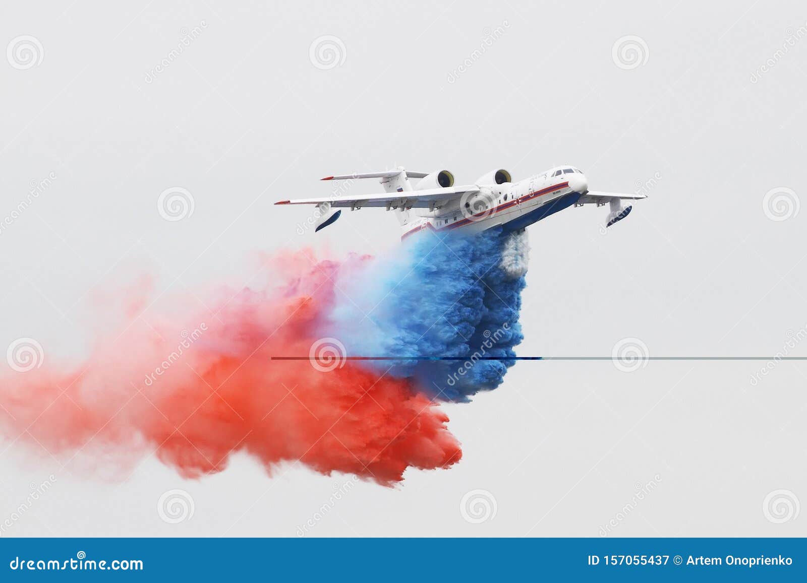 Russian Amphibious Beriev BE-200ES Drops Water in Dubai Airshow