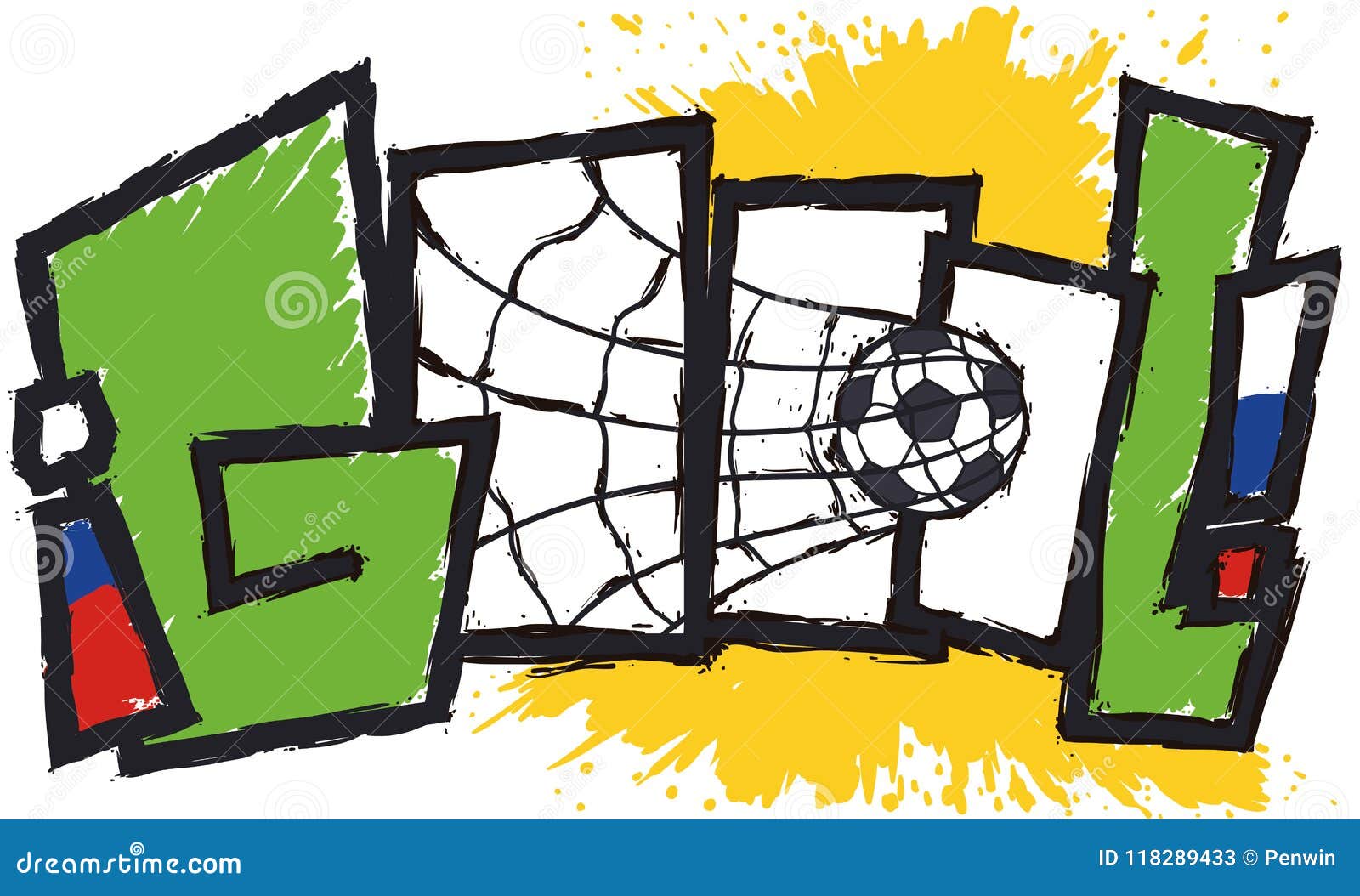Ziel Feier Auf Spanisch Mit Fussball Im Netz Vektor Illustration Vektor Abbildung Illustration Von Fussball Vektor 118289433