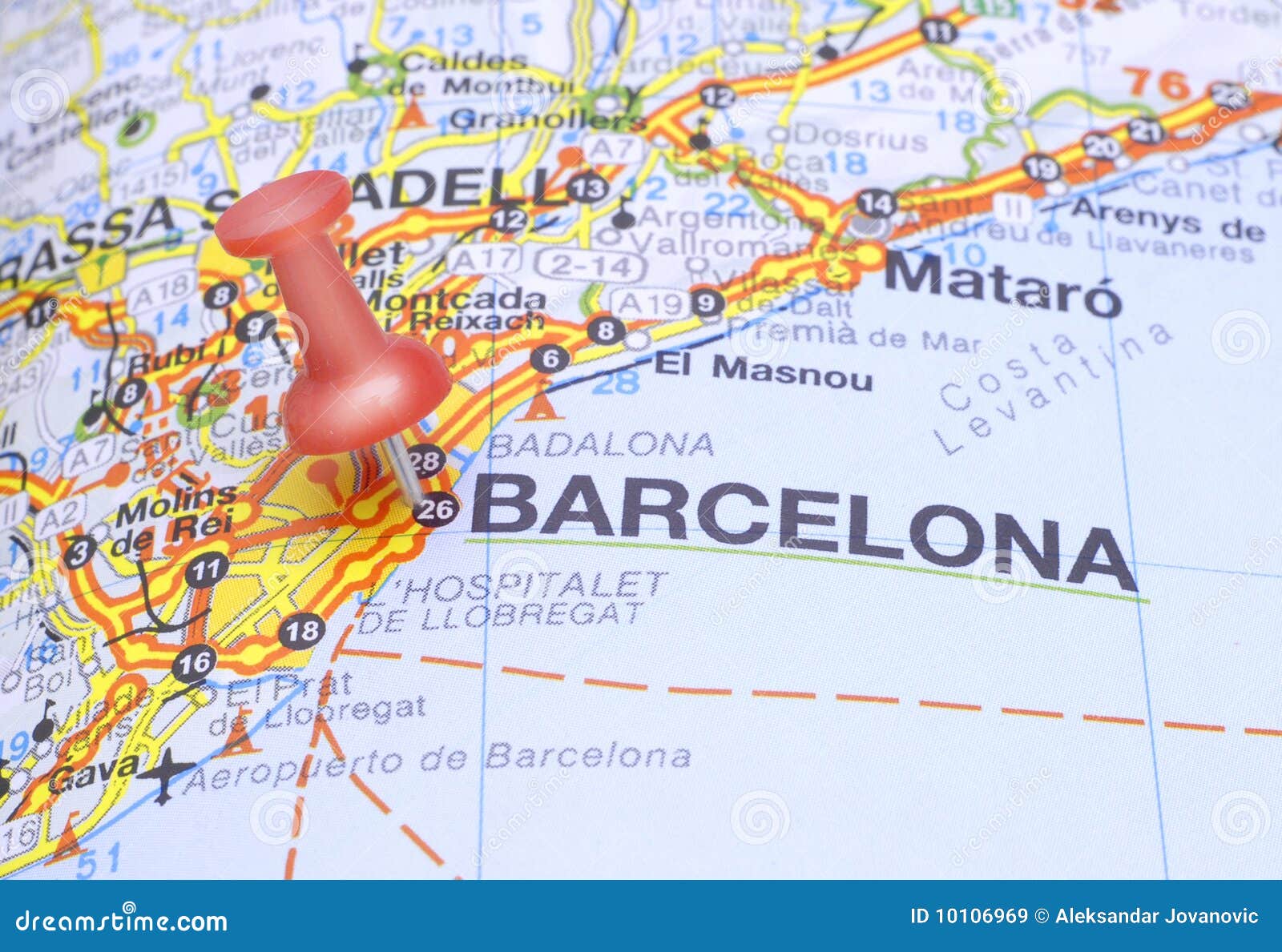 Zieleinheit Barcelona Auf Der Karte Von Spanien Stockbild Bild Von Zeichnung Zieleinheit