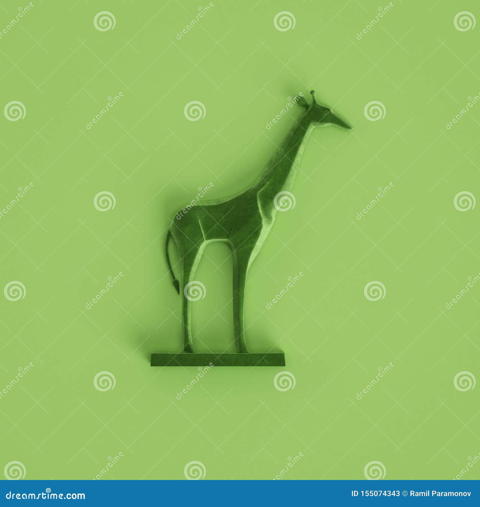 Zielona żyrafy rzeźba na pastel zieleni tle ?wiadczenia 3 d. Zielona żyrafy rzeźba na pastel zieleni tle Mieszkanie nieatutowy Modny moda styl Minimalna projekt sztuka Cyfrowej ilustracja ?wiadczenia 3 d