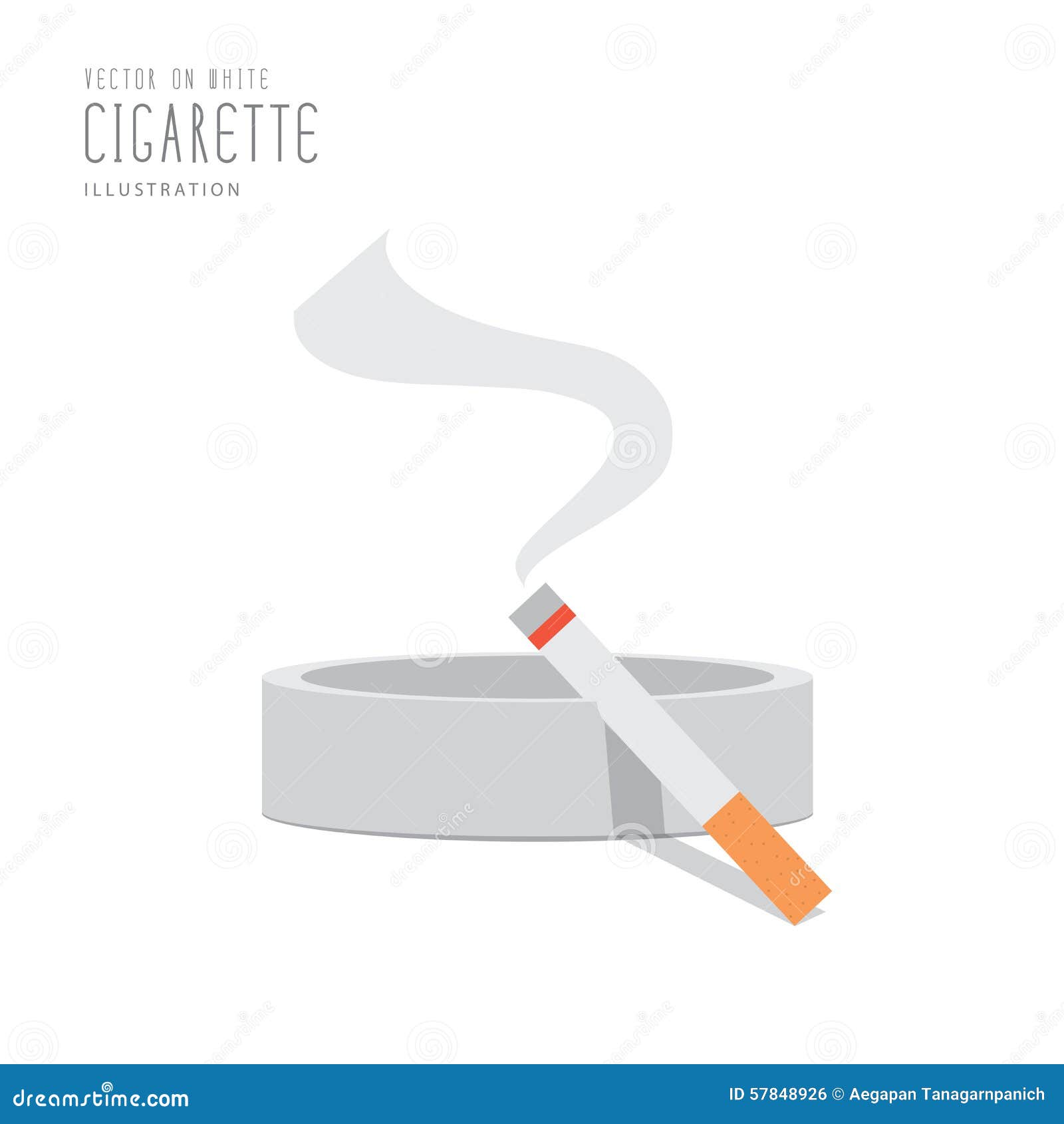 rauchigen Zigaretten und Aschenbecher gegen weißen Hintergrund , abstrakte  Vektorillustrationen, Stock-Vektor