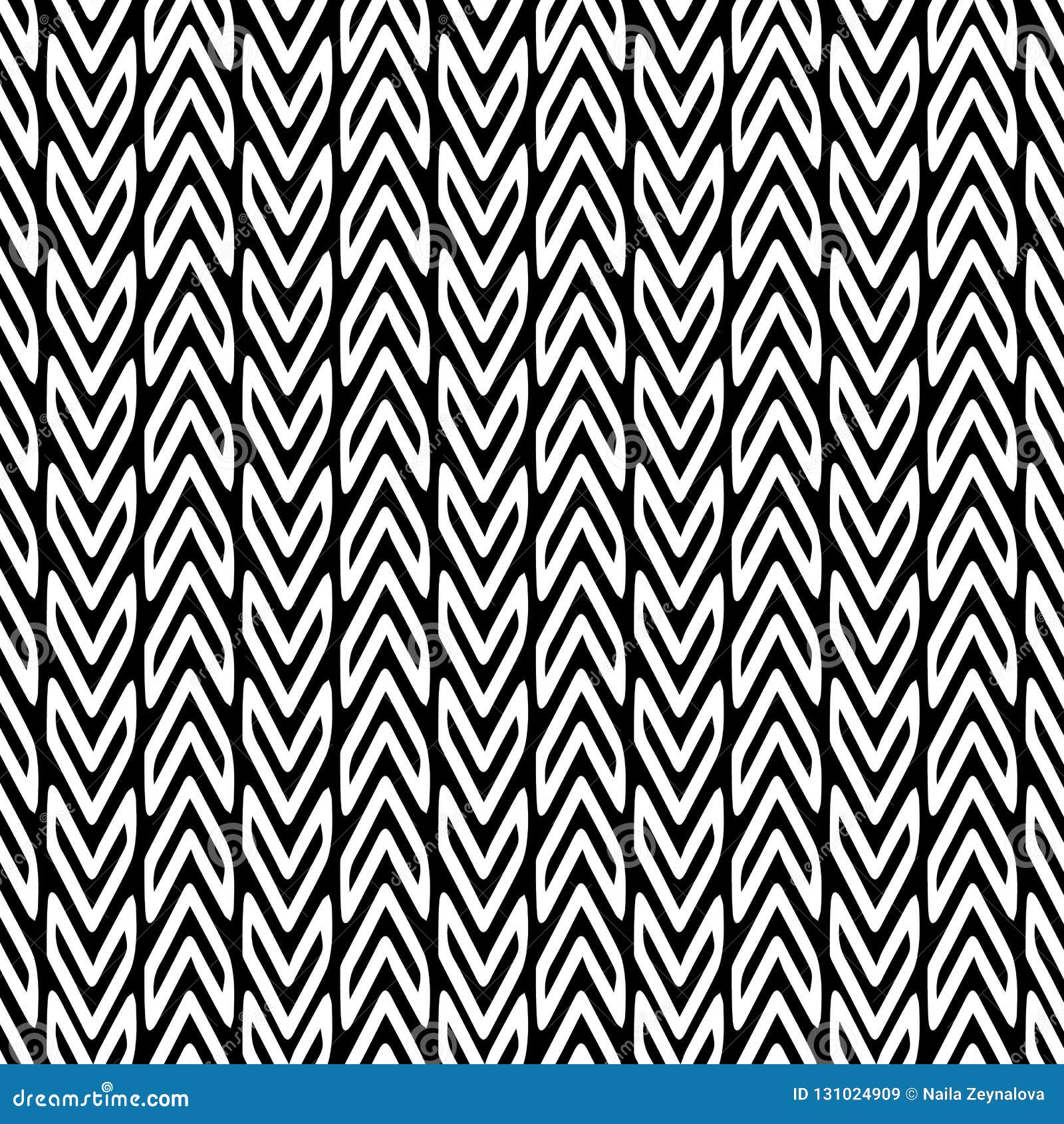 Zigzag Black And White Vector Seamless Pattern. Ornamental