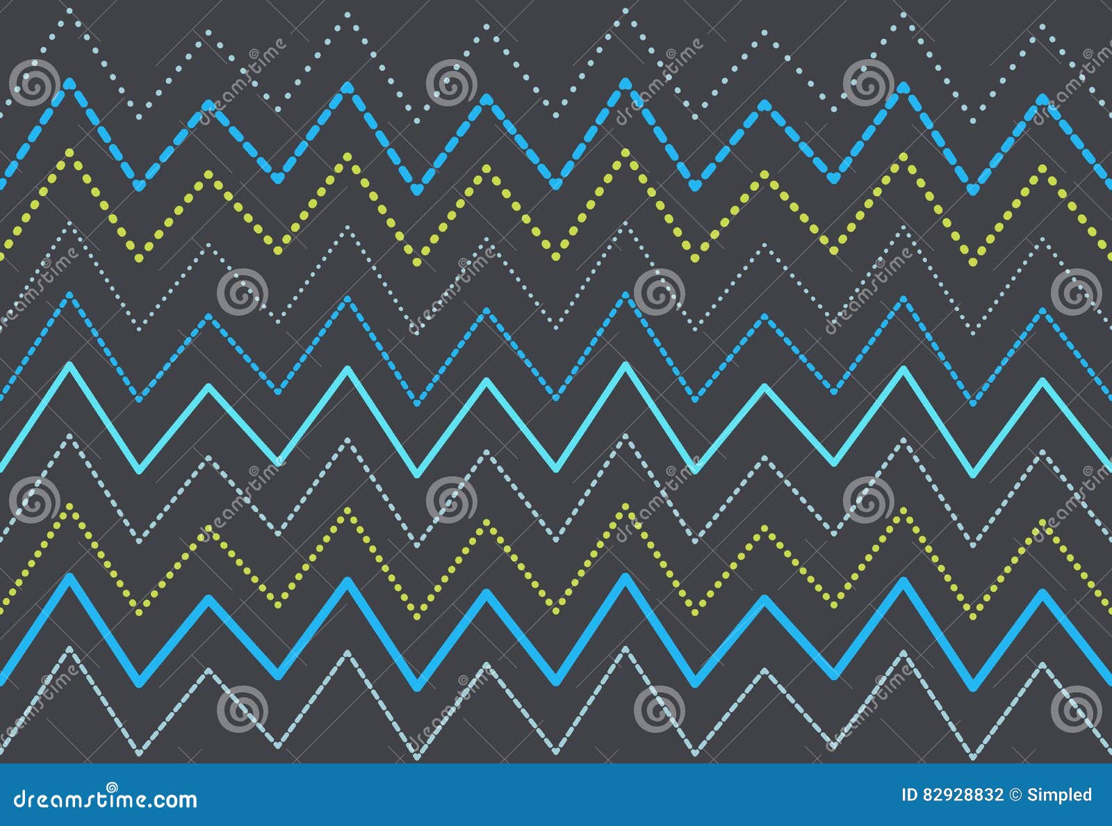 Zigzag Blue and Green Lines Pattern. Vector Background Stock Vector