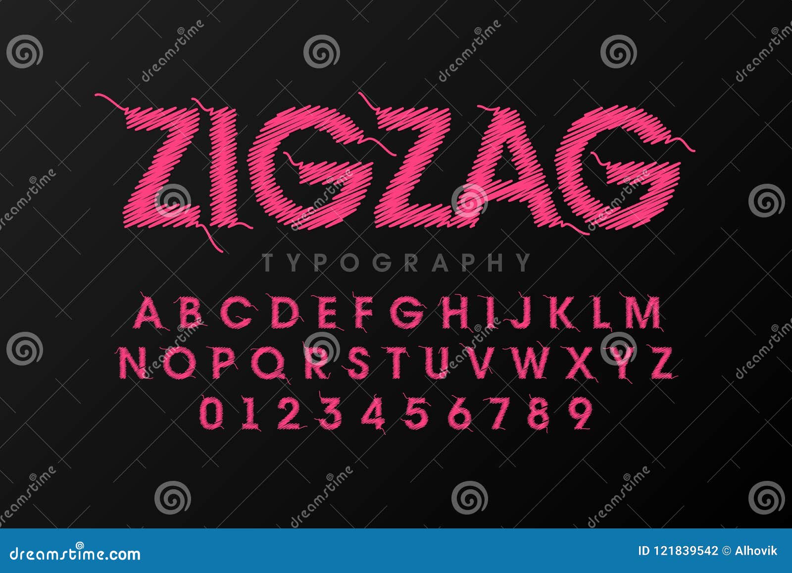 zigzag font stitched with thread
