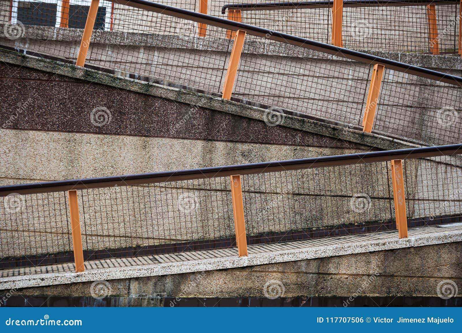 Zigzag ramps stock photo. Image of accessible, handrail 117707506