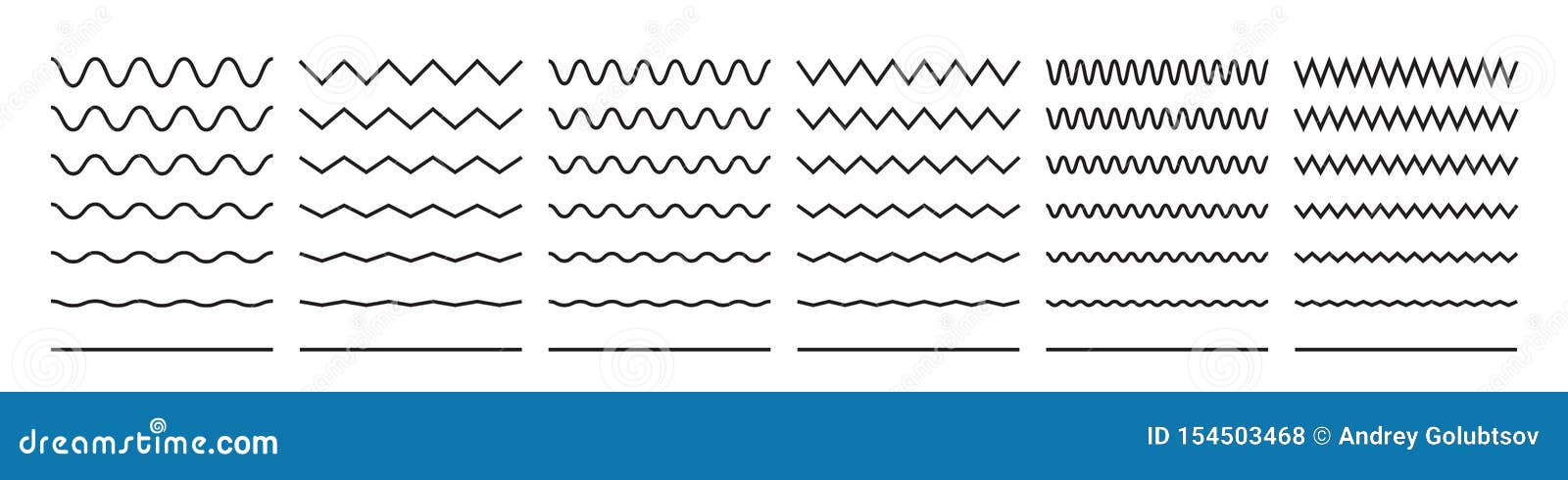 zigzag wave line patterns, smooth end squiggly horizontal  lines, curvy underlines