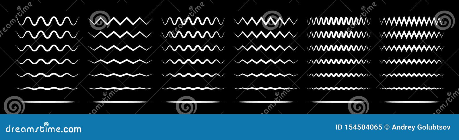 zigzag wave line patterns, smooth end squiggly horizontal white lines.  curvy underlines