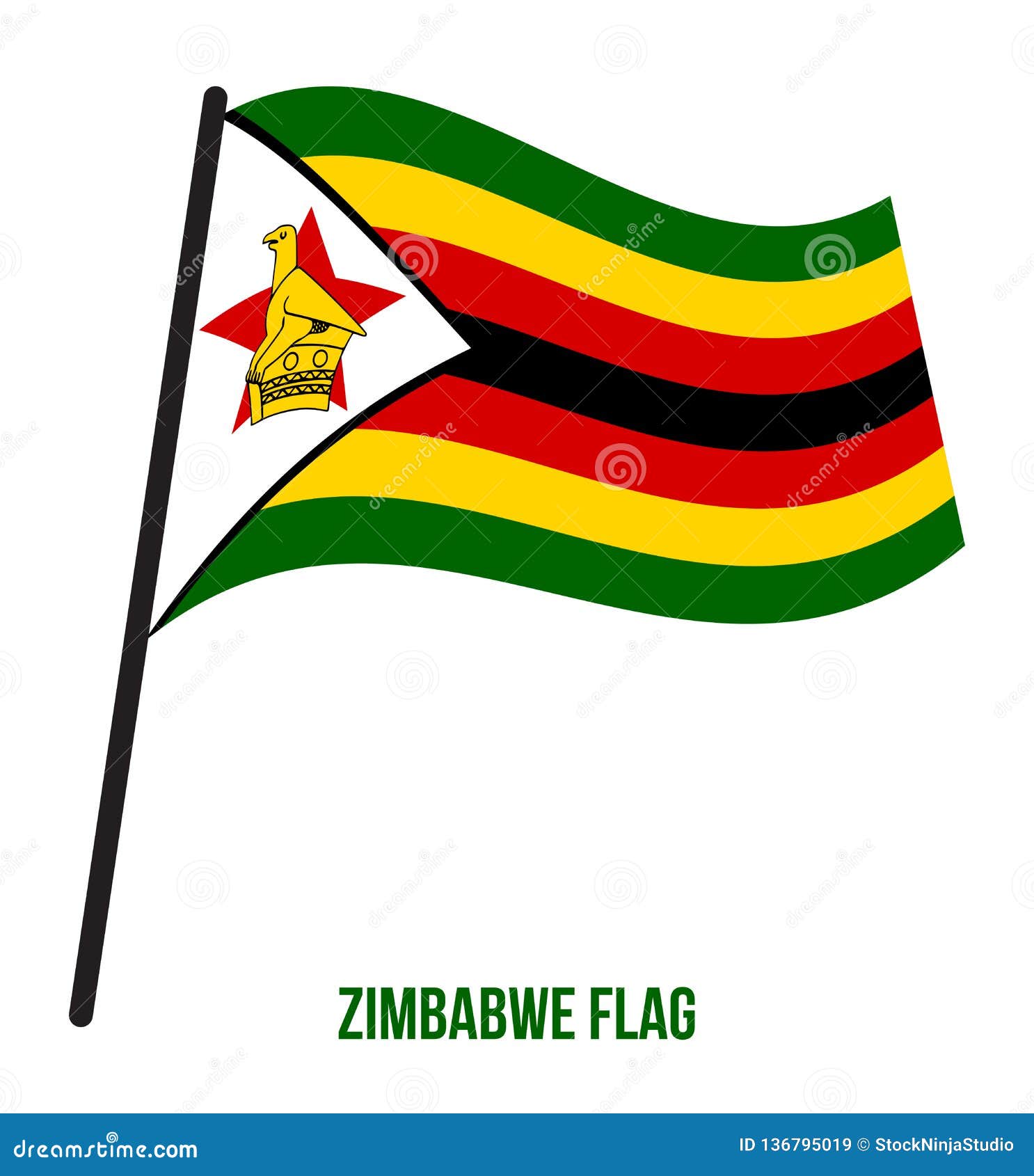 Download Zimbabwe Flag Waving Vector Illustration On White ...