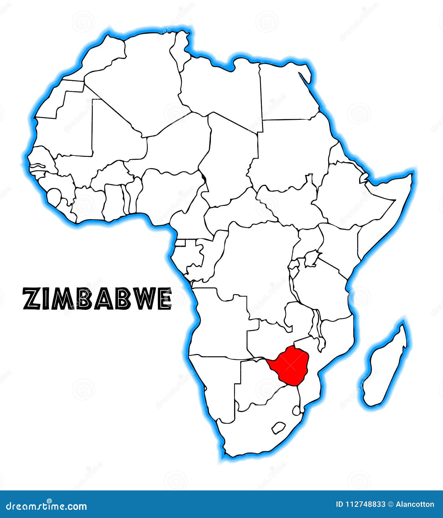 Zimbabwe Outline Inset Map Africa Over White Background Zimbabwe Africa Map 112748833 