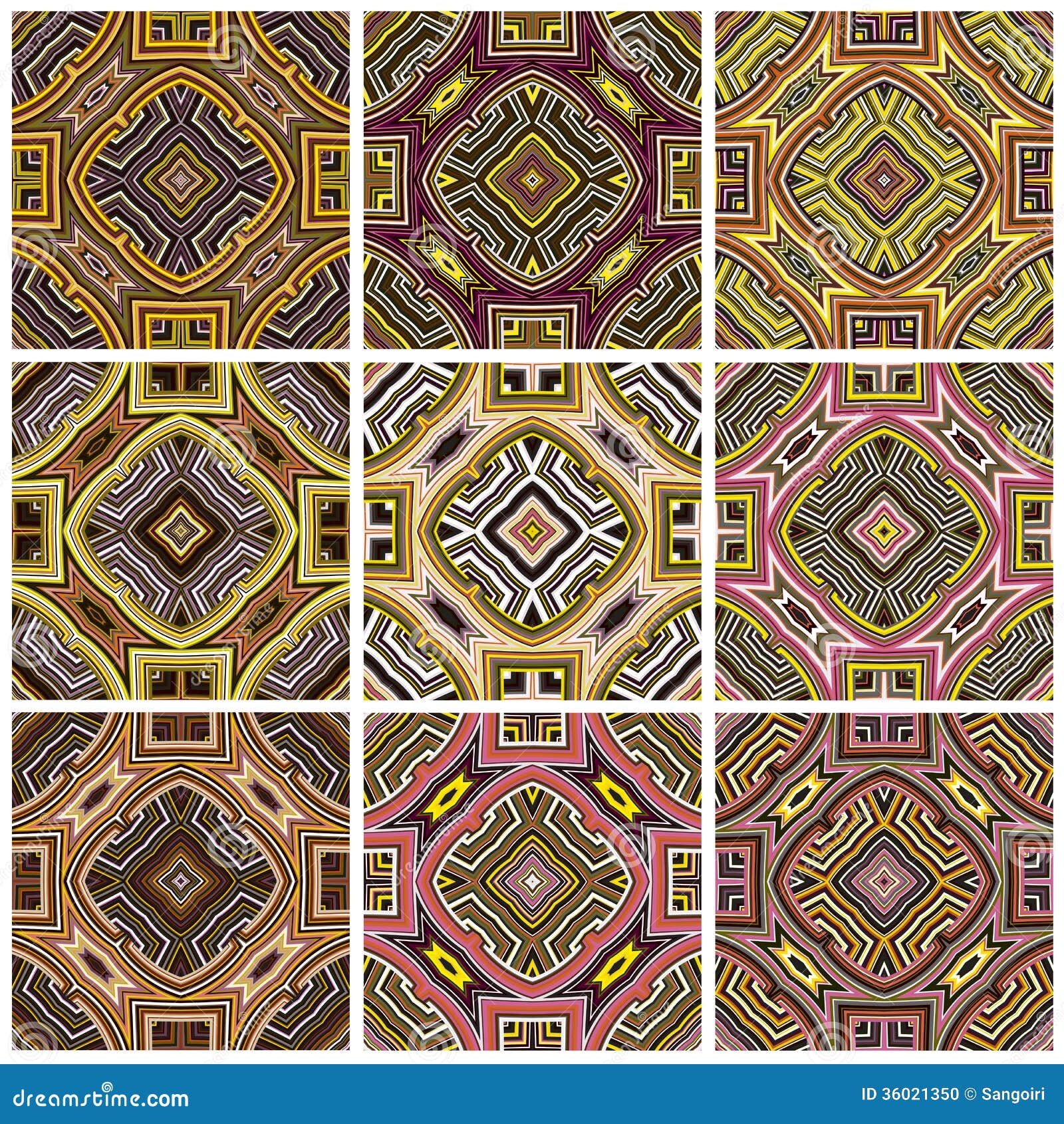 Zimbabwe Textile Pattern Set Stock Vector Illustration 