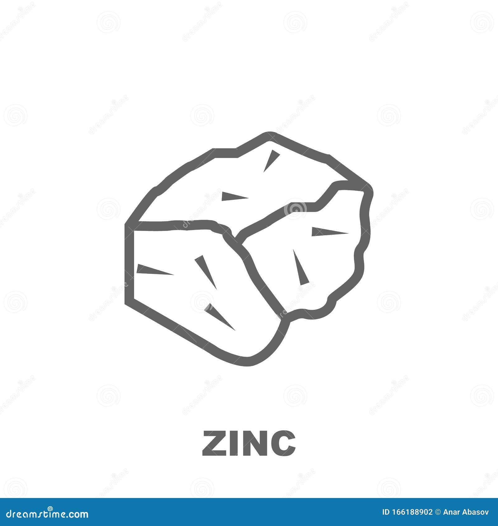 zinc icon.  of row matterial icon. thin line icon for website  and development, app development. premium icon