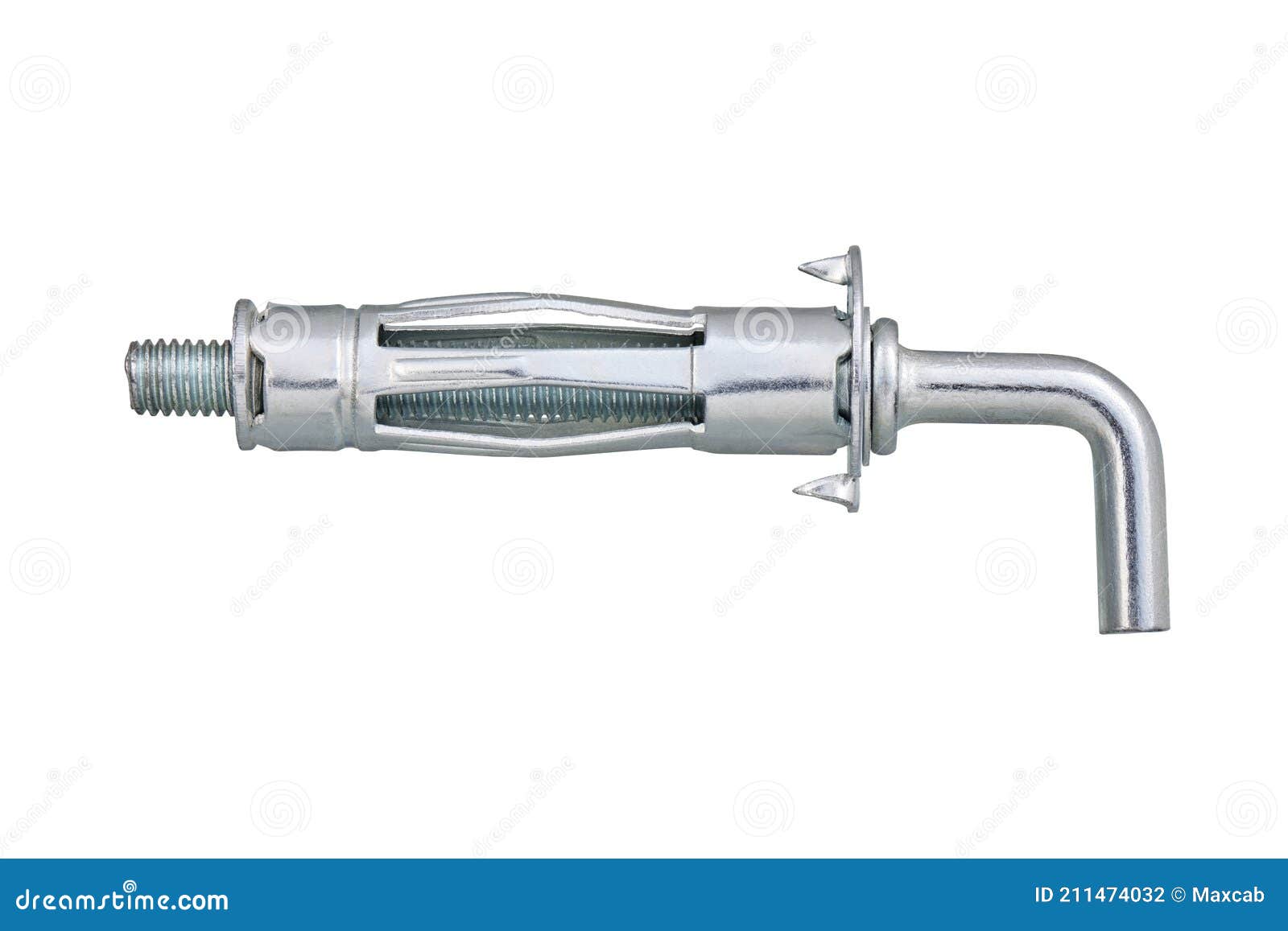 Zinc Plated Molly Anchor with Hook Bolt L Type, Isolated, Photo