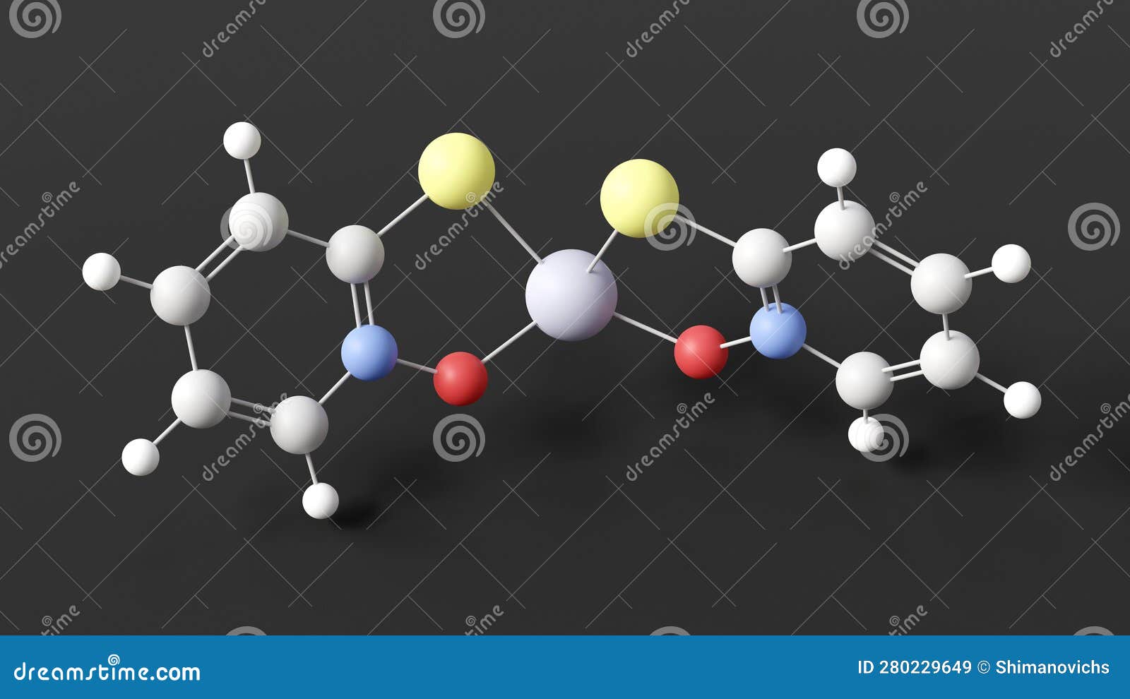 Zinc Pyrithione Molecule, Molecular Structure, Pyrithione Zinc, Ball