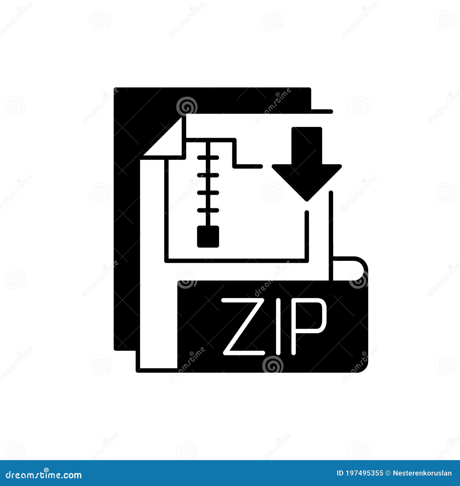 ZIP file black linear icon stock vector. Illustration of flat 197495355