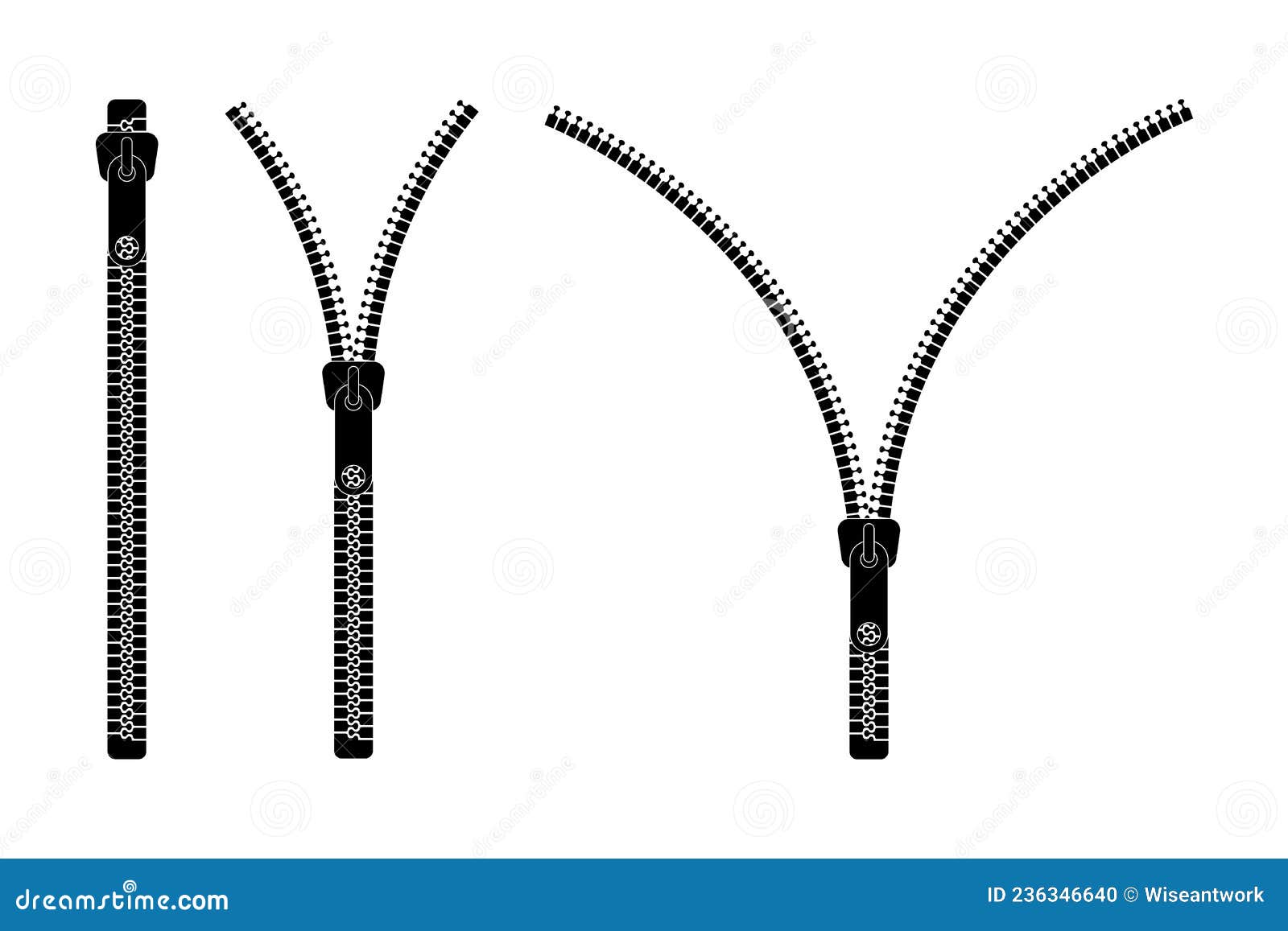 Unzip Zipper Or Fastener Isolated On White Stock Photo - Download