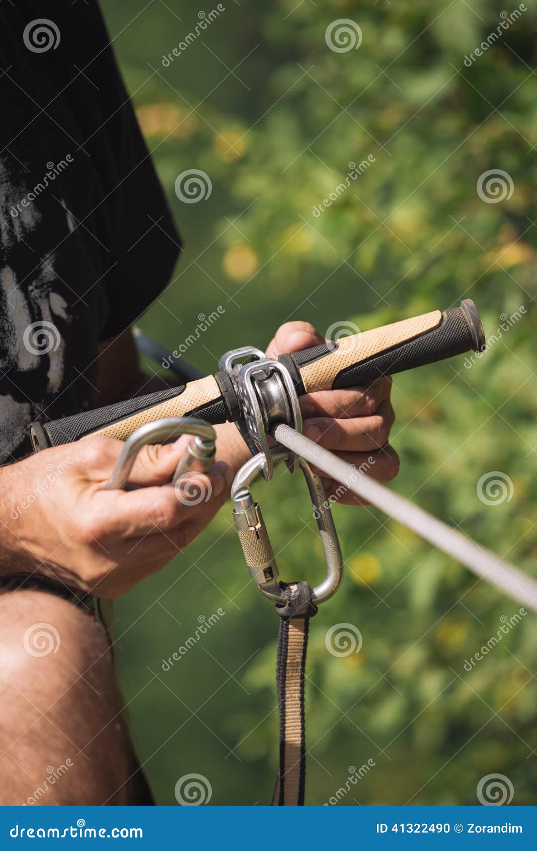 Zipline Safety Equipment stock photo. Image of danger 41322490