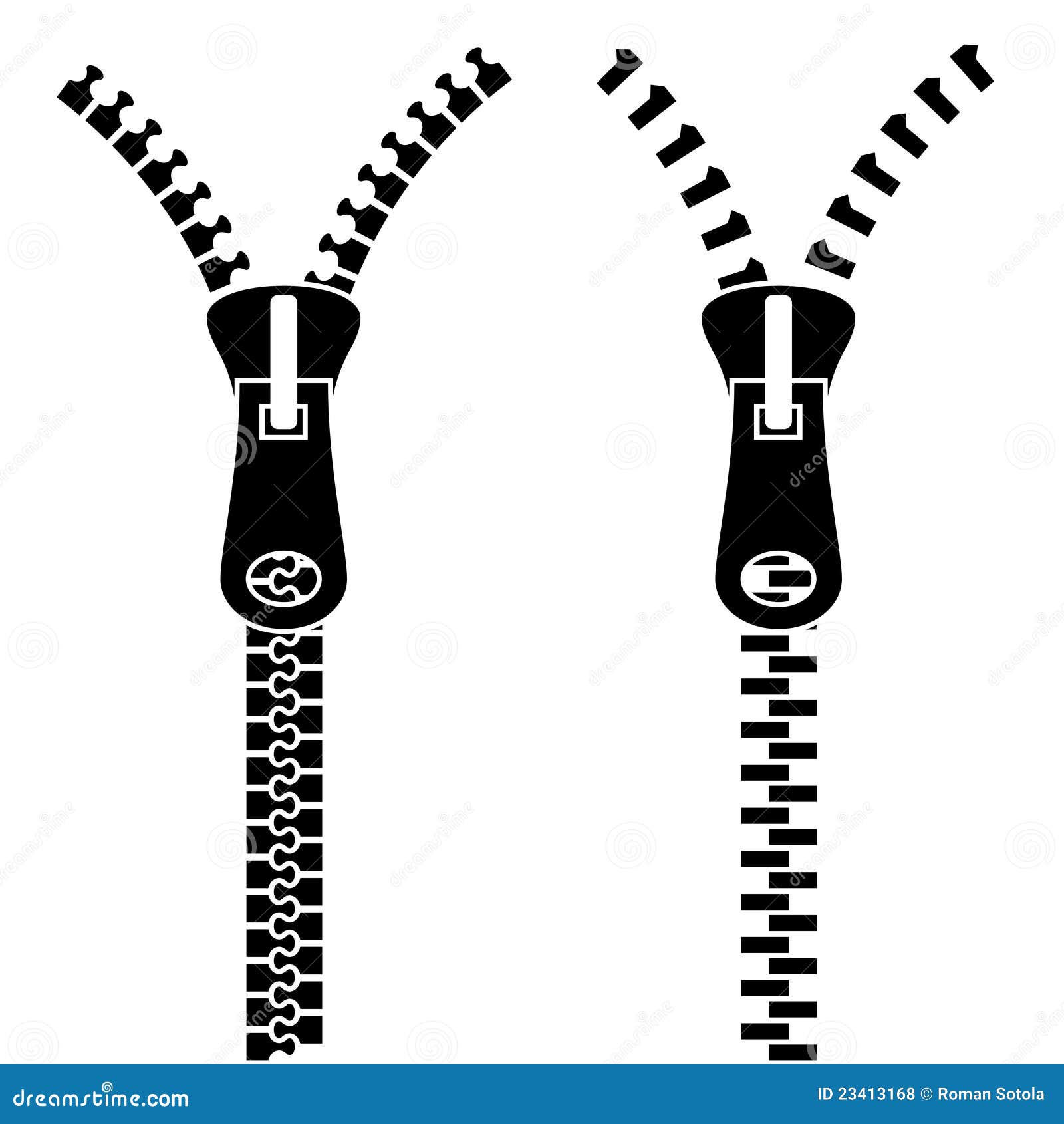Zipper black symbols stock vector. Illustration of close - 23413168