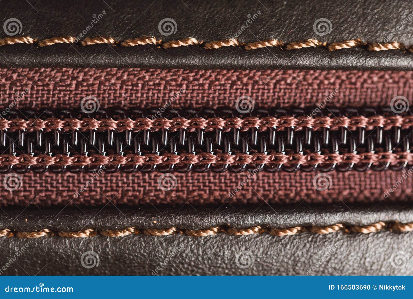 Zipper of Brown Leather Bag Stock Photo Image of handbag, abstract