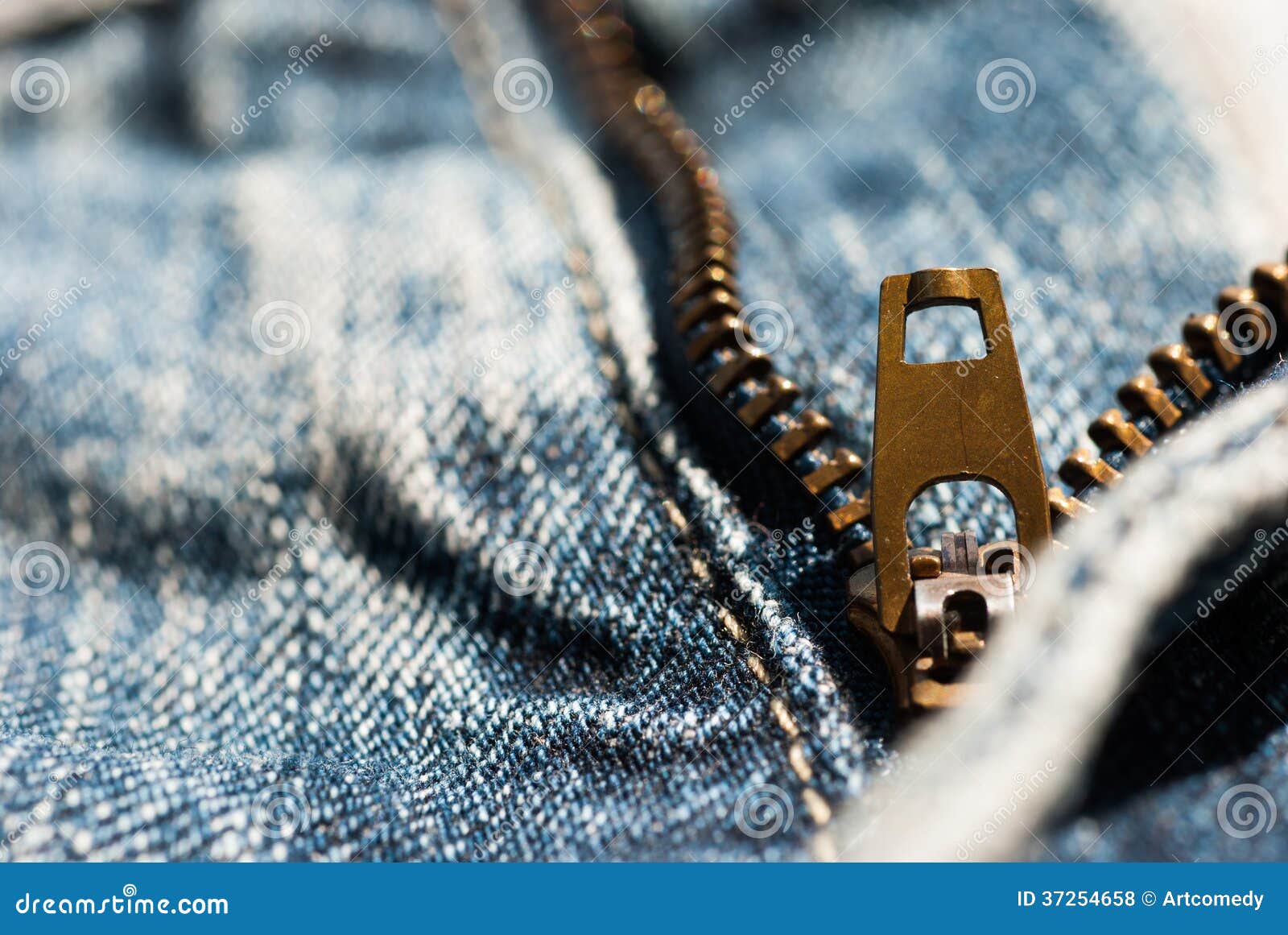 Zipper Close-up on Blue Jeans Texture Stock Photo - Image of jeans ...