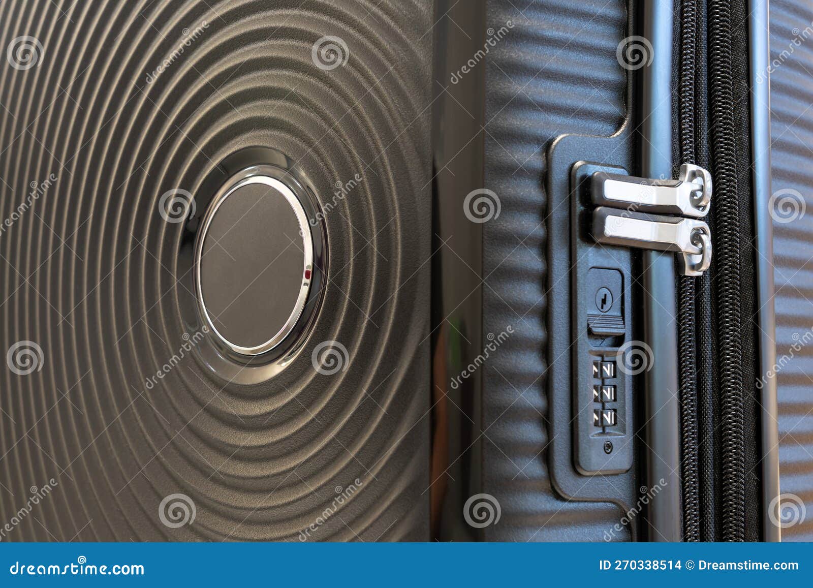 Zipper and Digital Lock on the Suitcase with Space for an Inscription