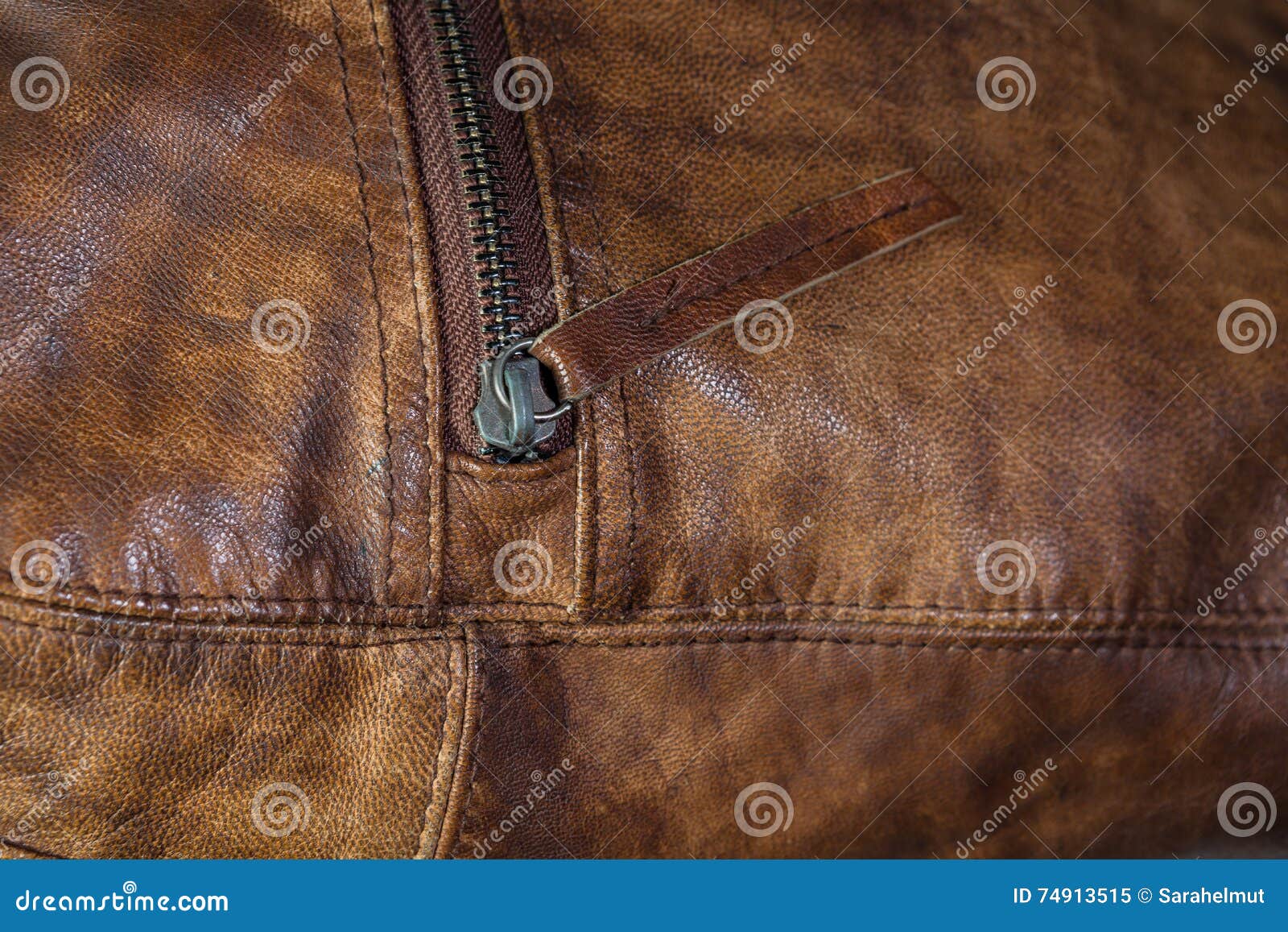 Zipper of leather bag stock image. Image of decorative 74913515