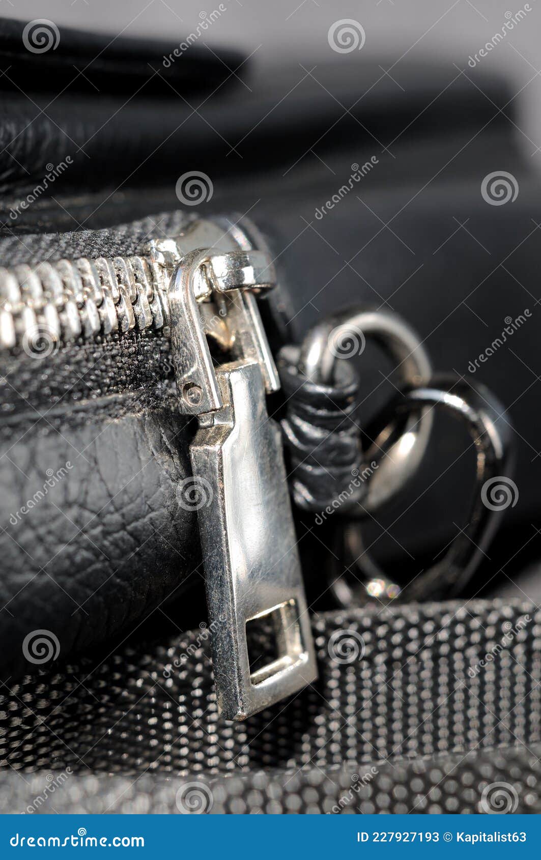 Zipper on a Leather Handbag. Shallow Depth of Field Stock Image - Image ...