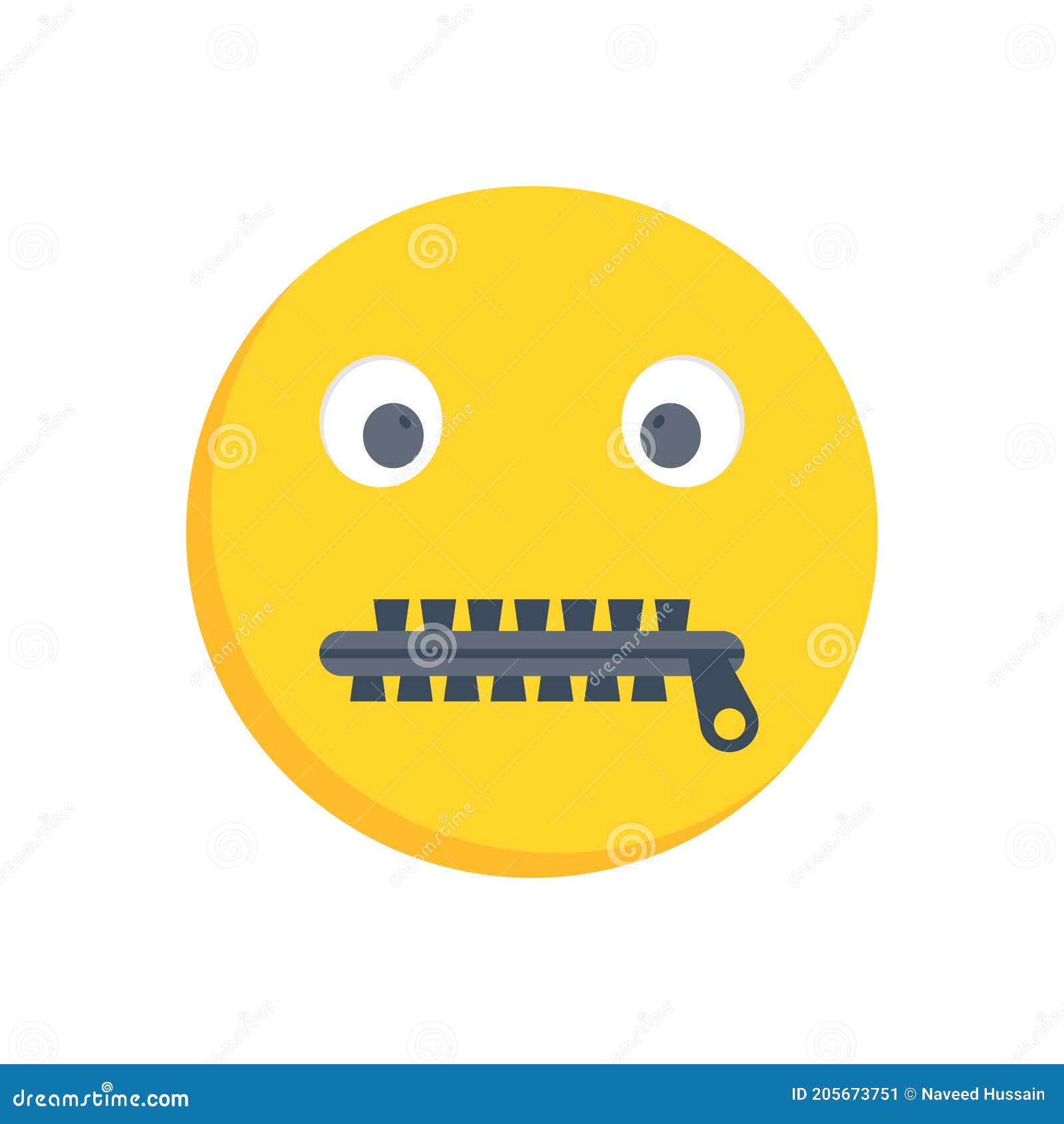 Zipper Mouth Vector Flat Colour Icon Stock Vector Illustration of