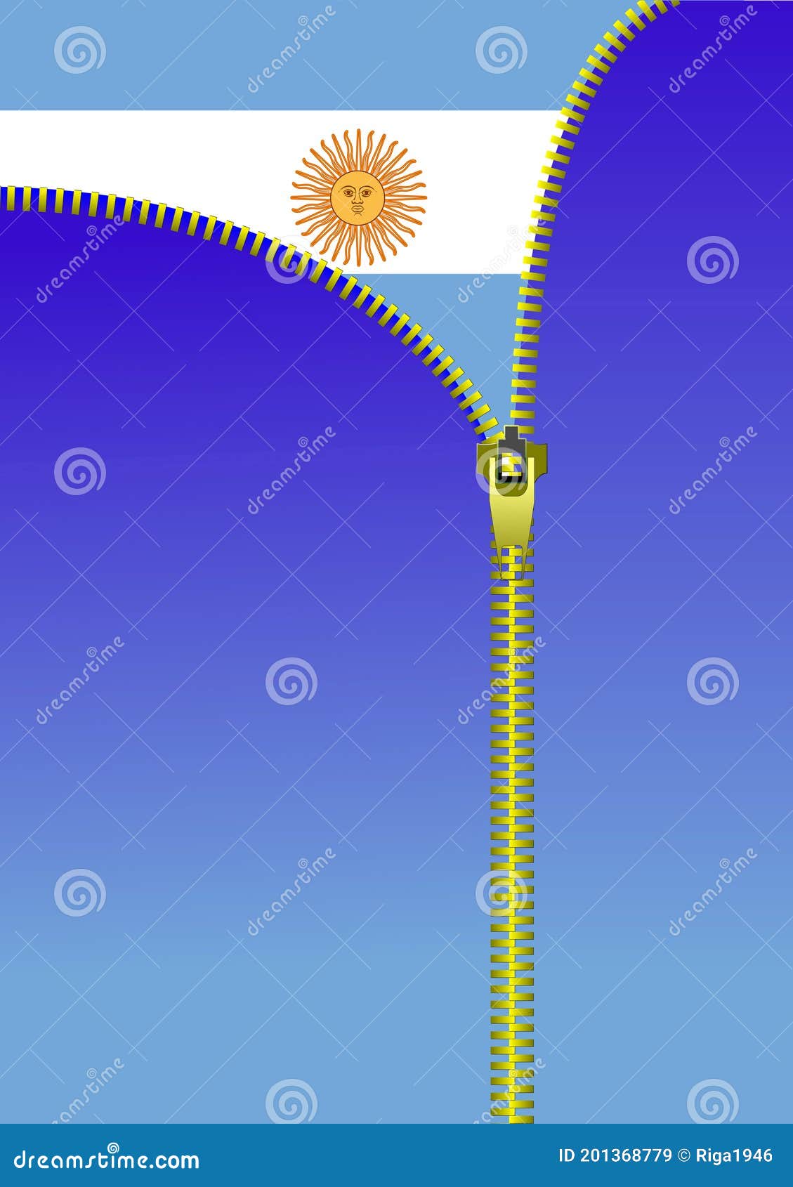 Zipper open Argentina flag stock vector. Illustration of flag 201368779