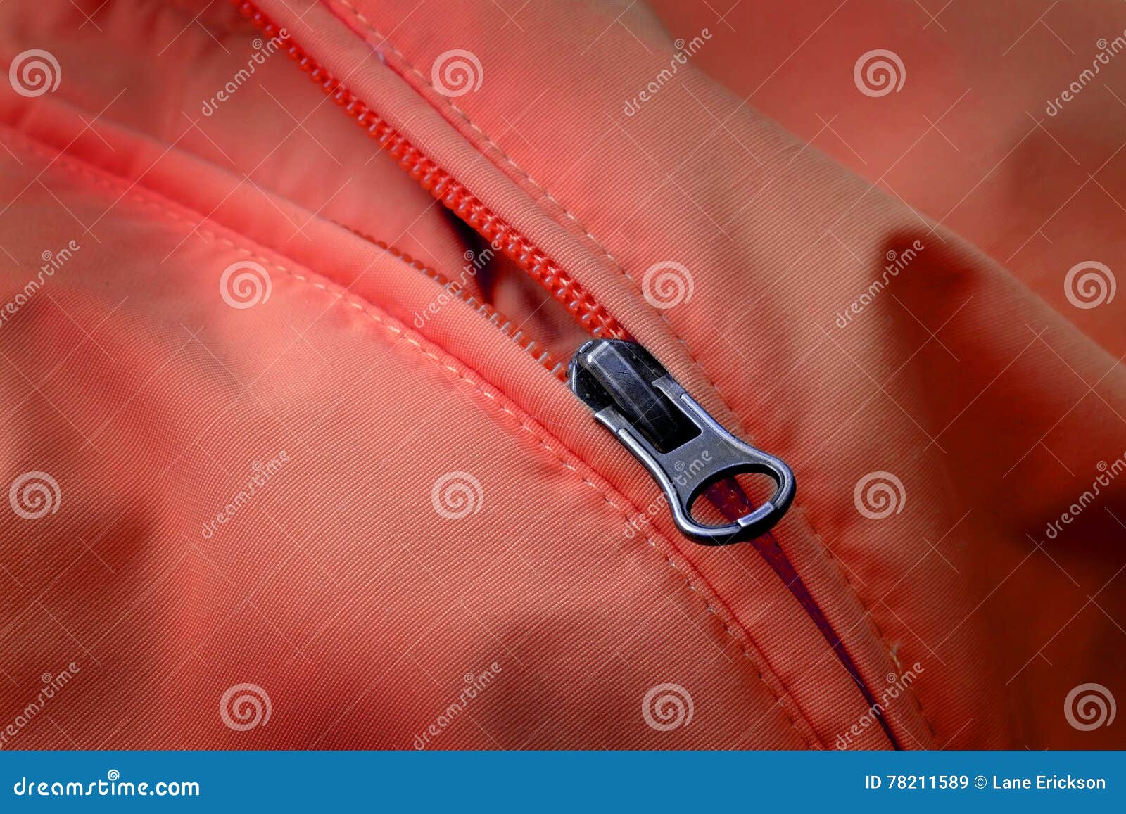 Zipper on Red Coat with Texture Stock Image - Image of concept, garment ...