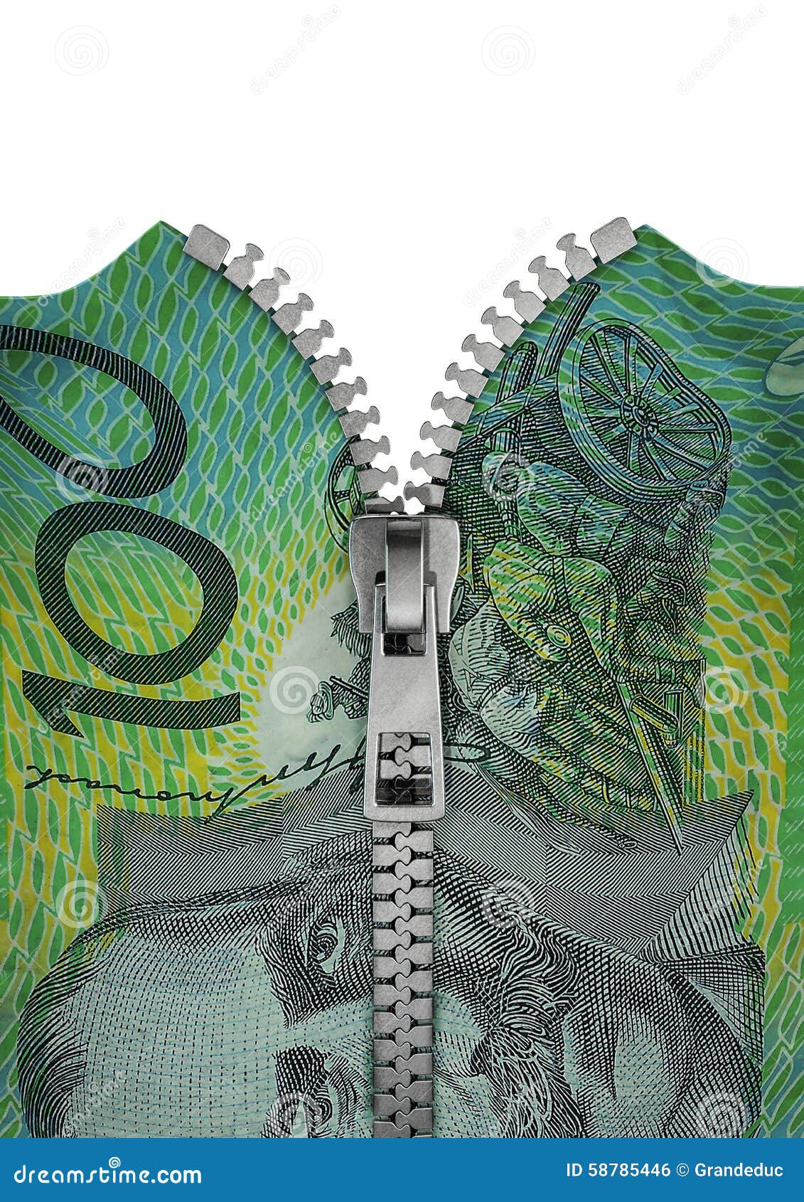 Zippered Australian Hundred Dollar Note Stock Illustration