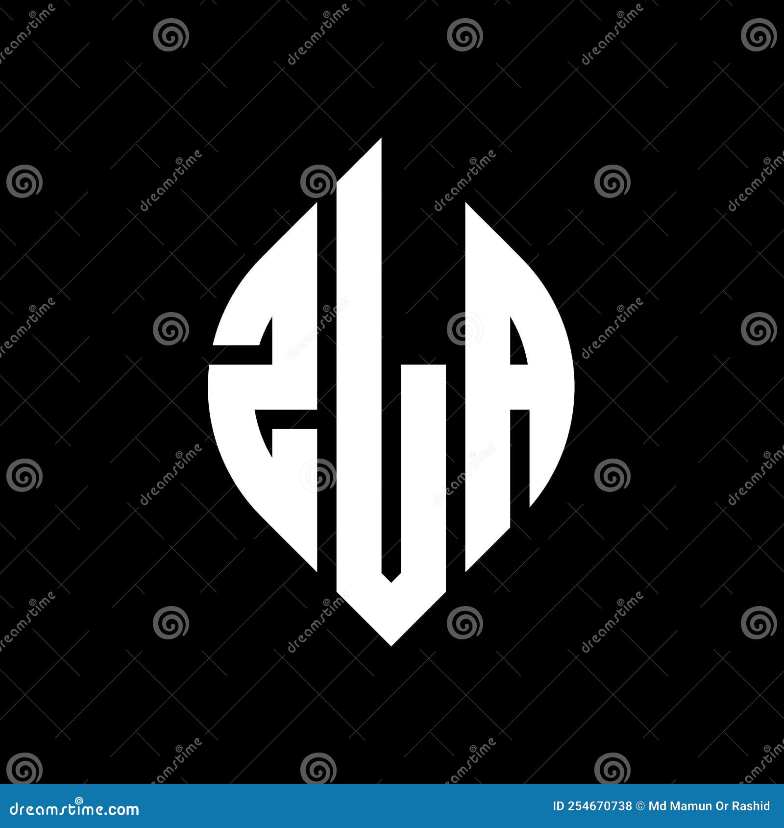 zla circle letter logo  with circle and ellipse . zla ellipse letters with typographic style. the three initials form a