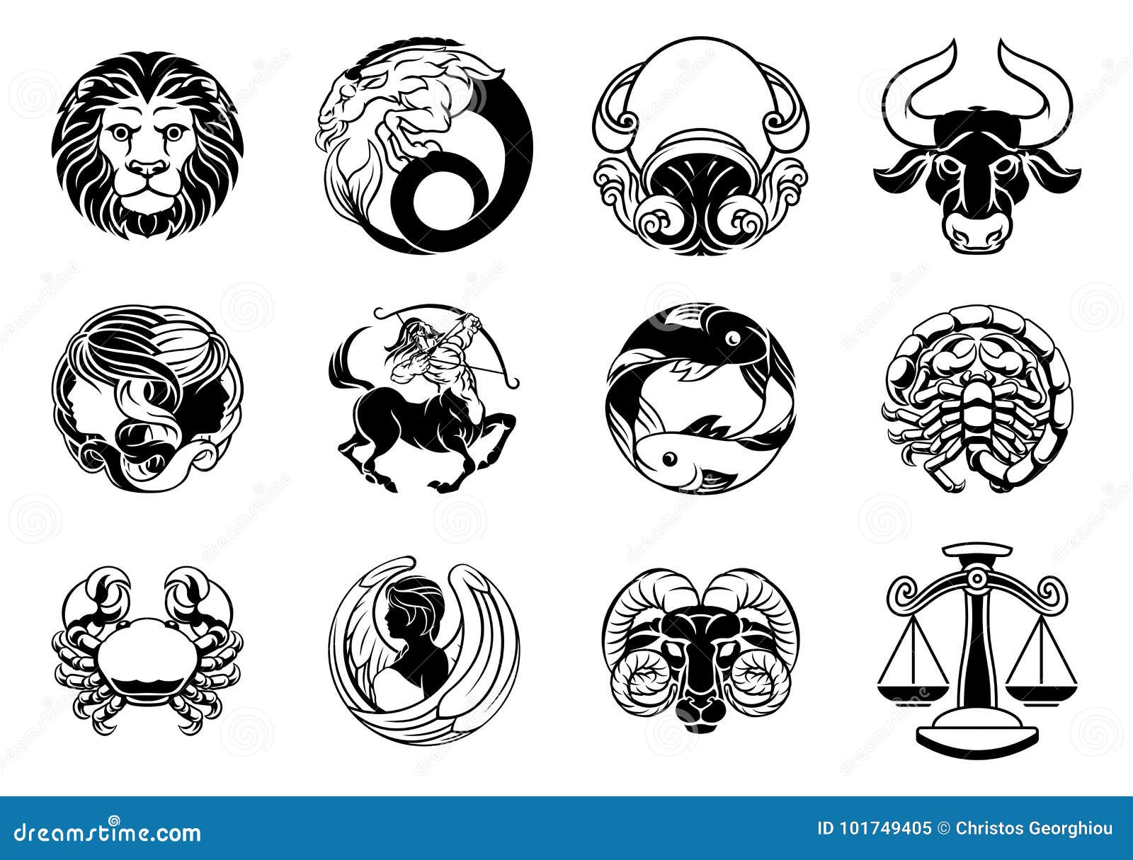 zodiac astrology horoscope star signs icon set