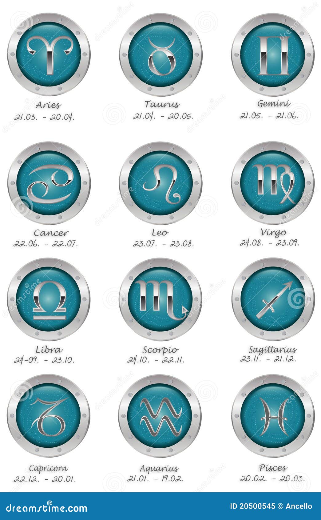 Zodiac Buttons Picture. Image 20500545