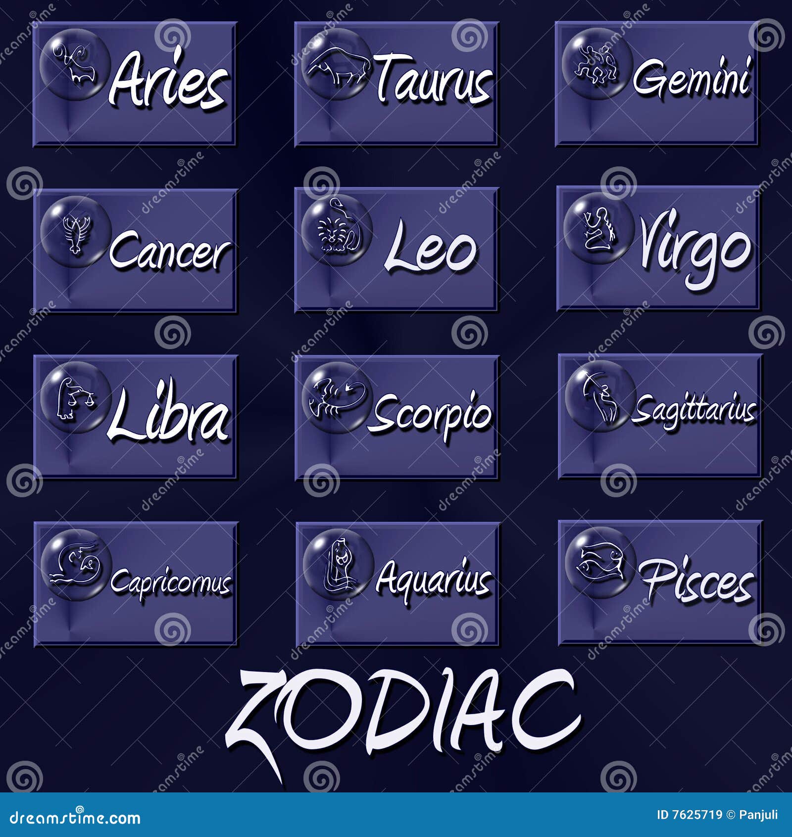 Zodiac buttons stock illustration. Illustration of star 7625719