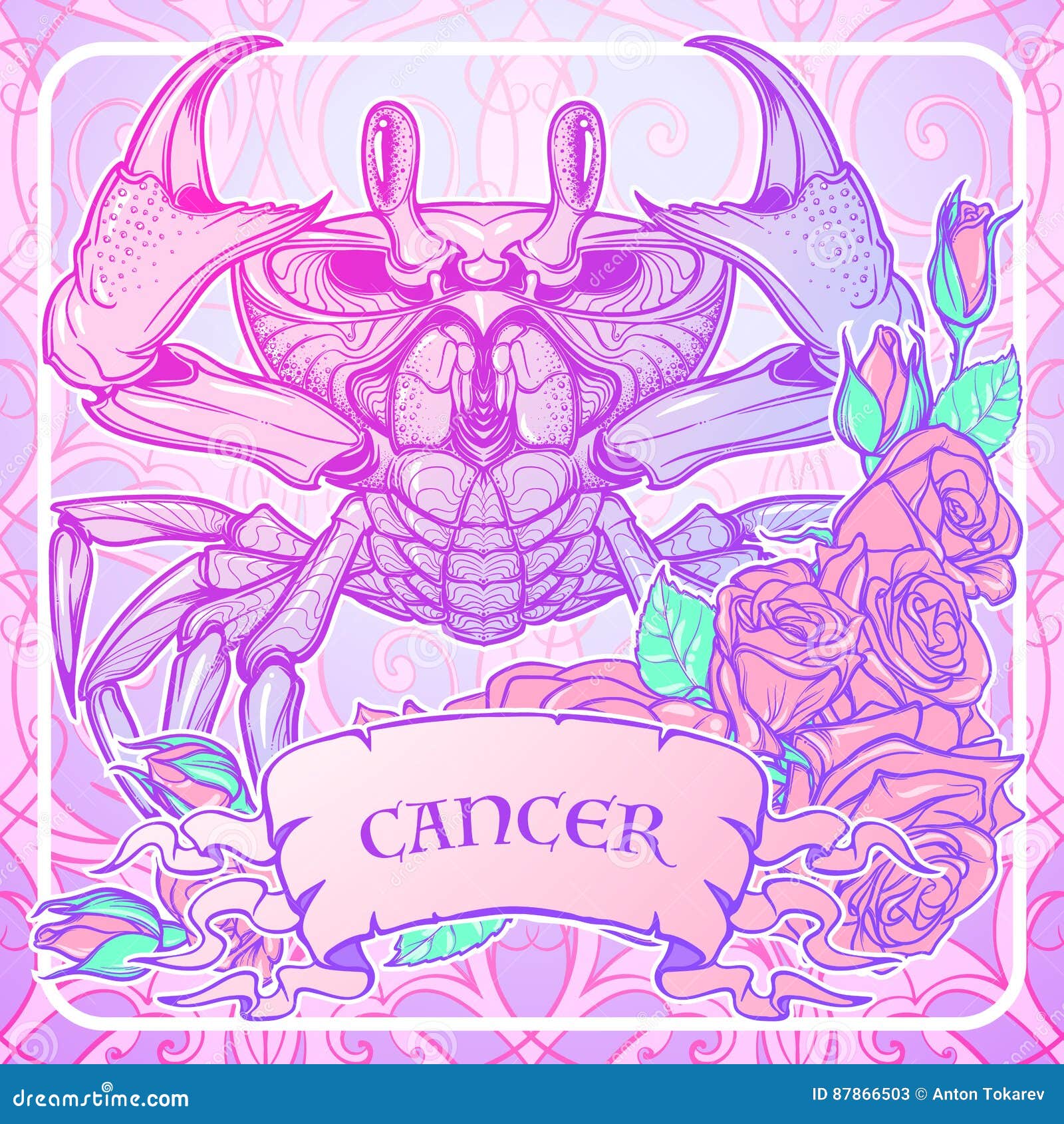 Zodiac Cancer. Pastel Colors Stock Vector - Illustration of pincers ...