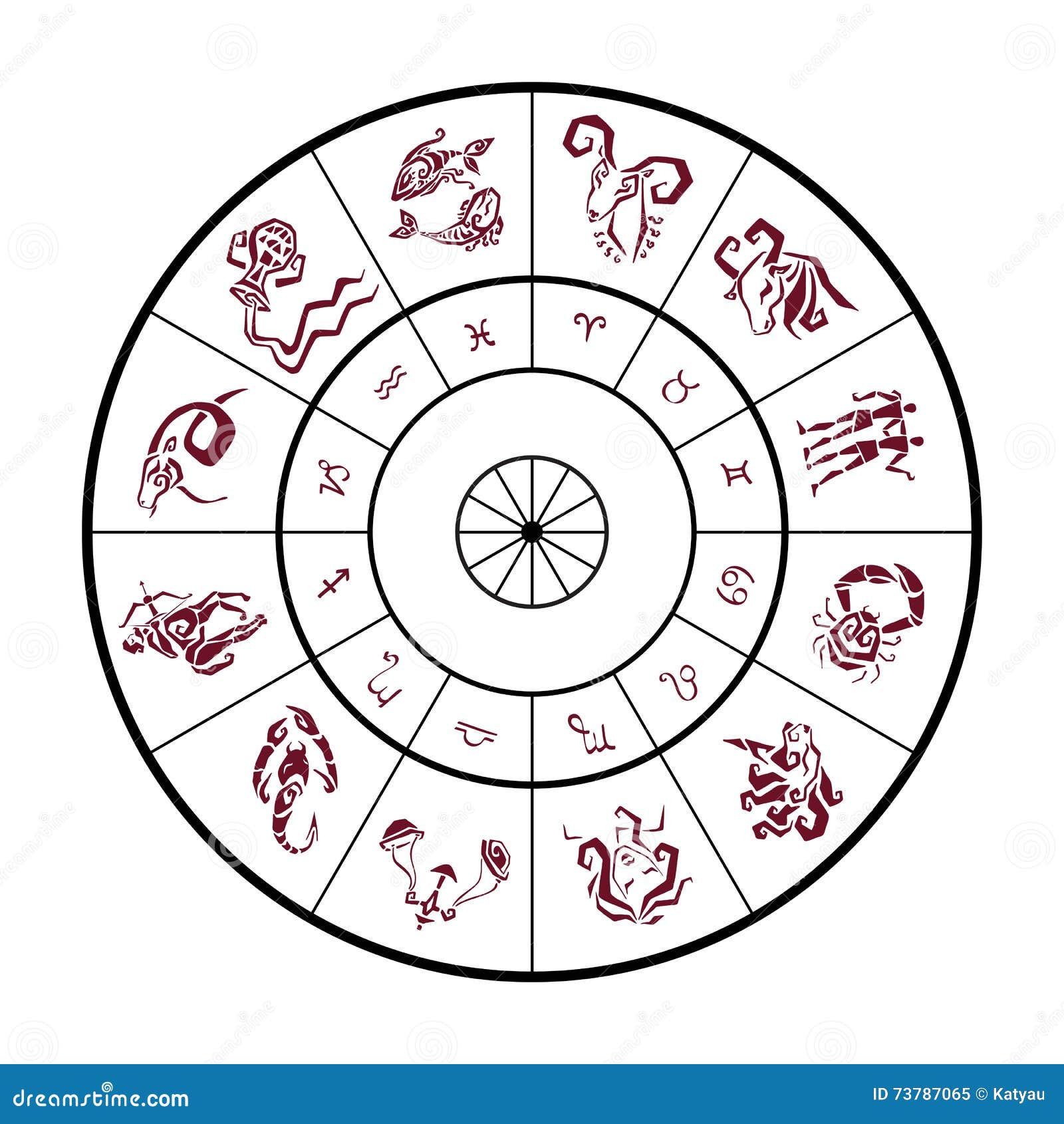 Zodiac Circle with Horoscope Signs Stock Vector - Illustration of ...