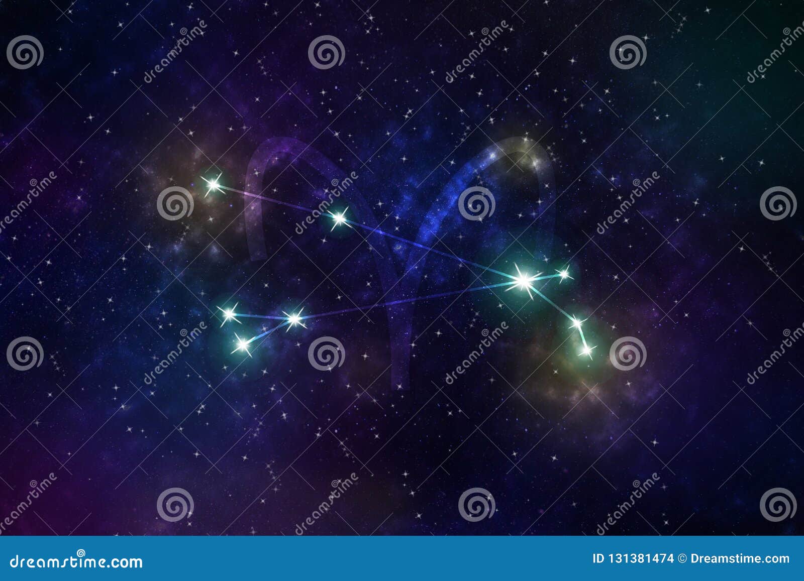 Constellation Aries Icon And Lettering. Hand Drawn Doodle Style