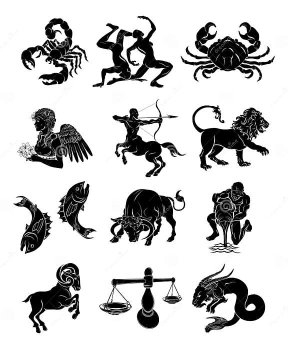 Zodiac Horoscope Astrology Signs Stock Vector - Illustration of black ...