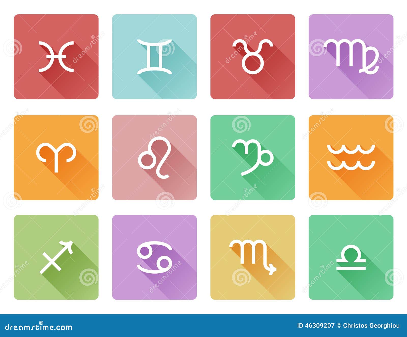 Zodiac Horoscope Sign Icons Stock Vector - Illustration of long, icons ...