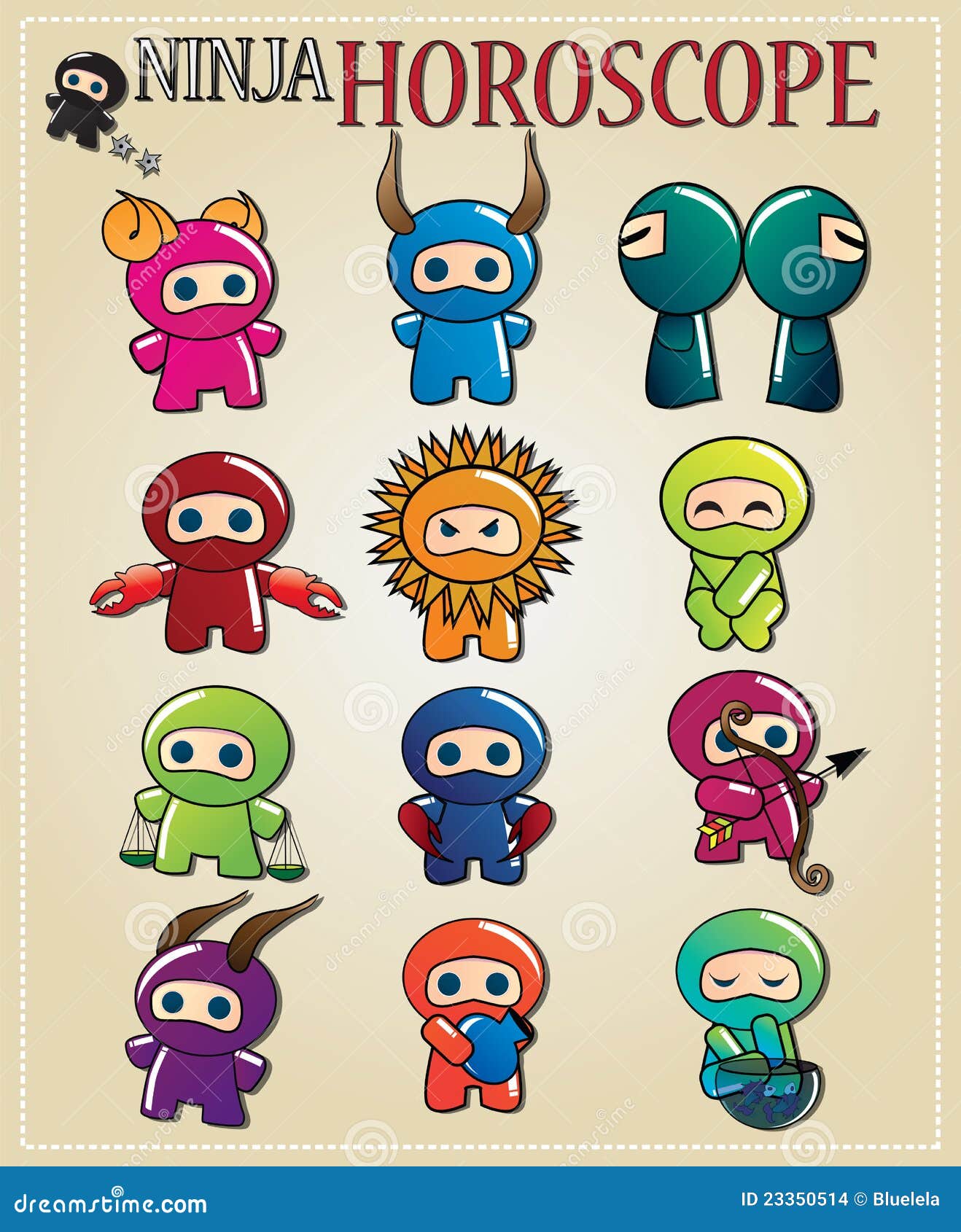 Zodiac ninja signs stock vector. Illustration of earth 23350514