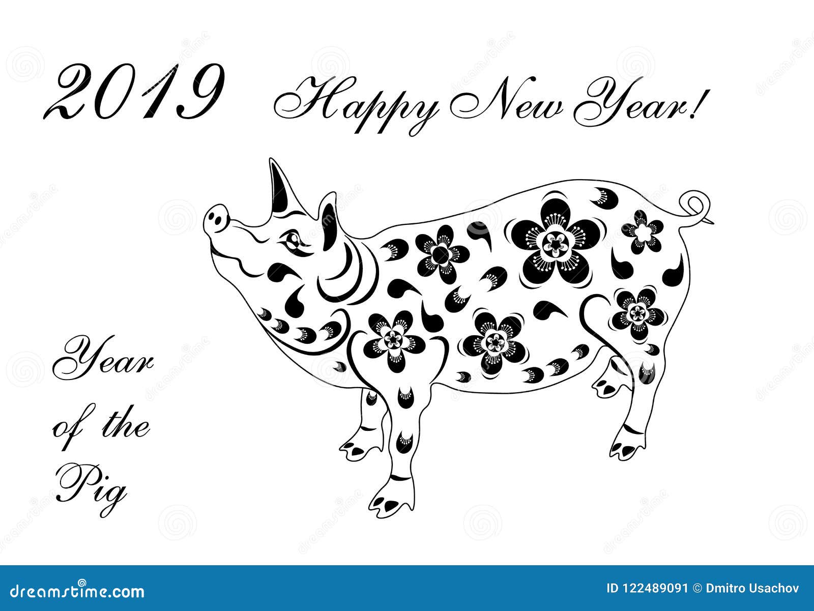 2019 Zodiac Pig. Chinese New Year Pig Brings Prosperity ...