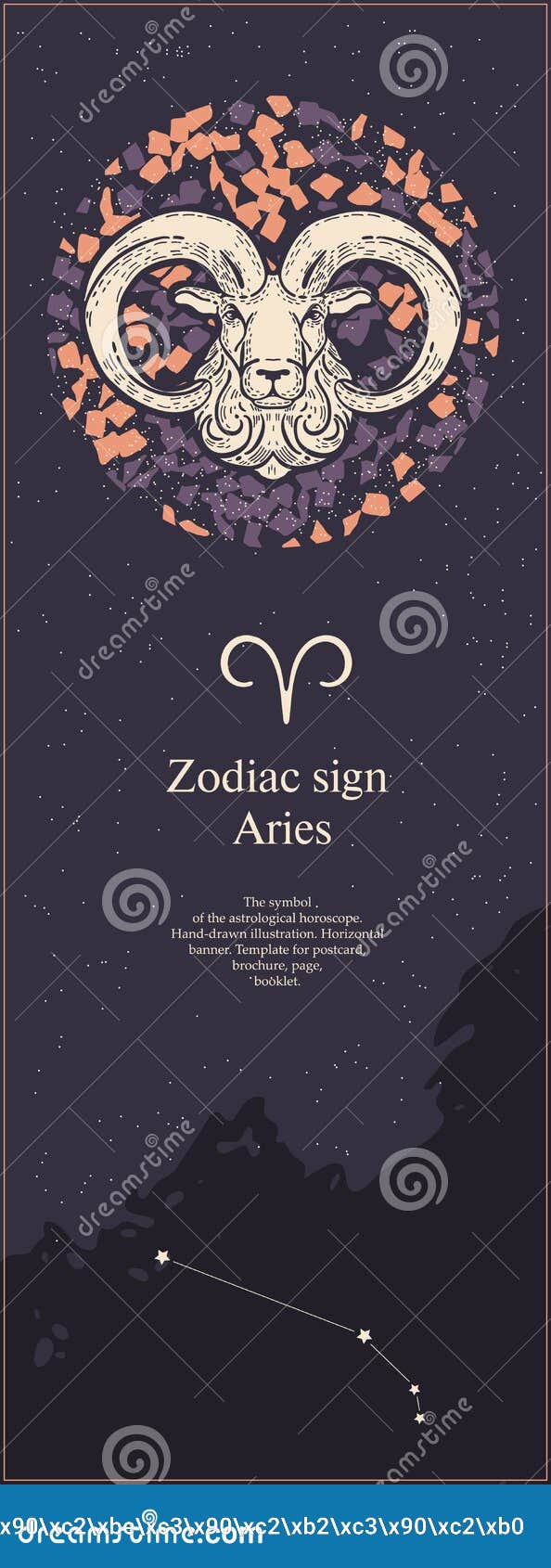 Zodiac Sign Aries. the Symbol of the Astrological Horoscope. Hand-drawn ...