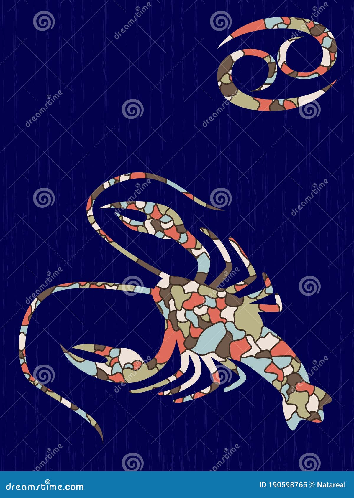 Zodiac Sign Cancer with Colorful Muted Mosaic Shapes Stock Vector ...